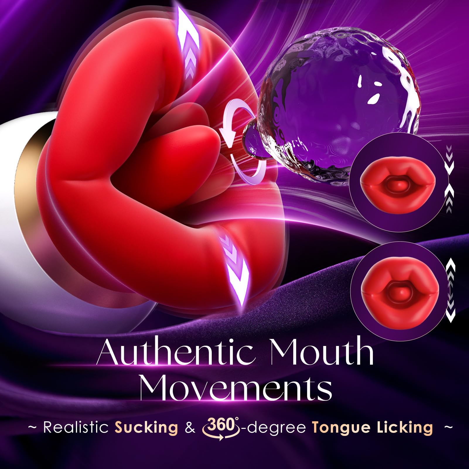 3-in-1 Mouth-Shaped Sucking Vibrator for Women - 10 Tongue Licking Modes, Clit & Nipple Suction, G-Spot Stimulation | Rechargeable Adult Sex Toy for Couples & Solo Play | Perfect for Bedroom Fun, Anniversary Gifts & Romantic Nights