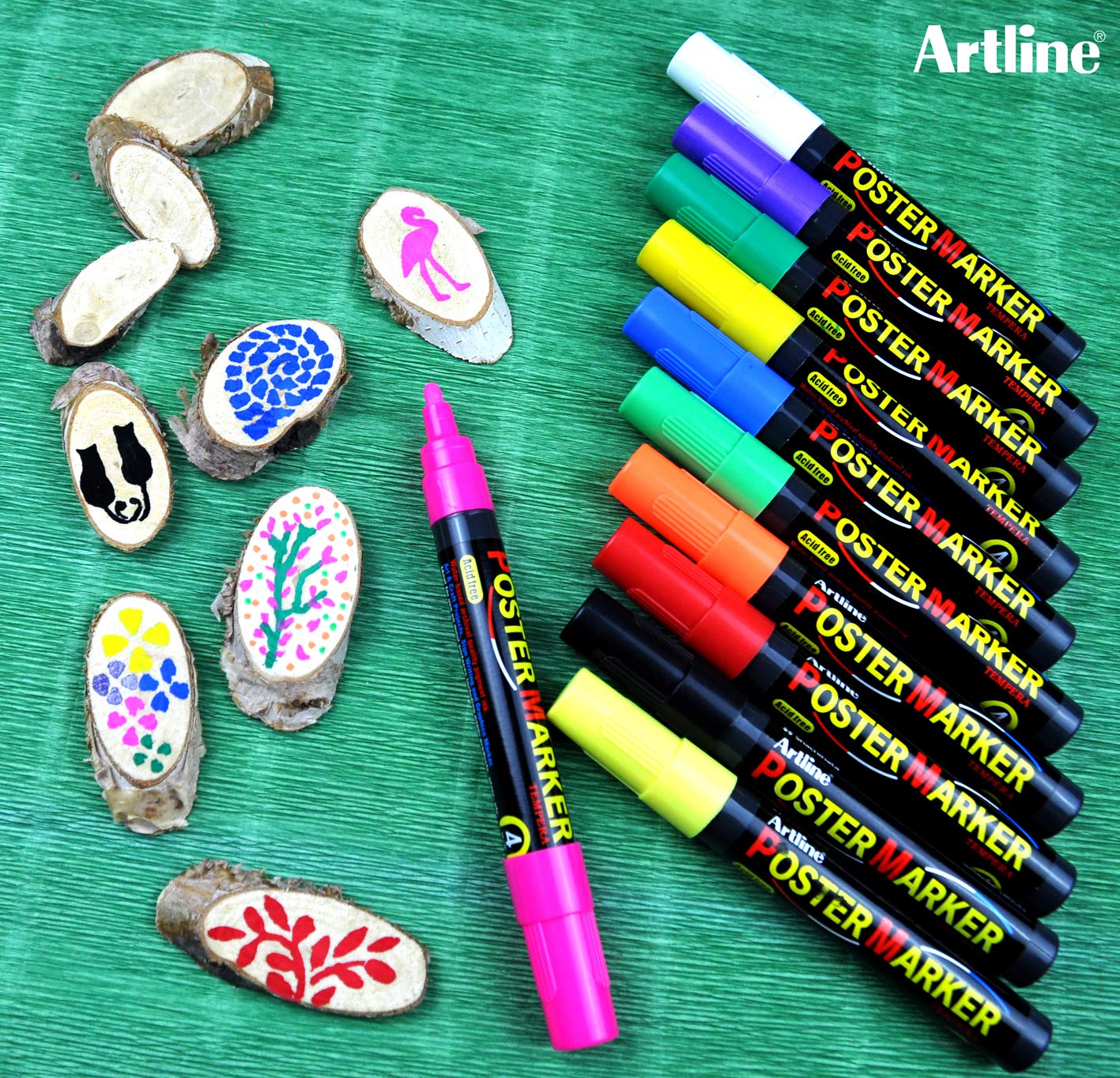 Artline Poster Markers - 6 Pack Fluorescent Pink Markers for Posters, Signs & Art Projects - Bright Non-Toxic Ink for Kids & Adults - Perfect for School, Office & DIY Crafts