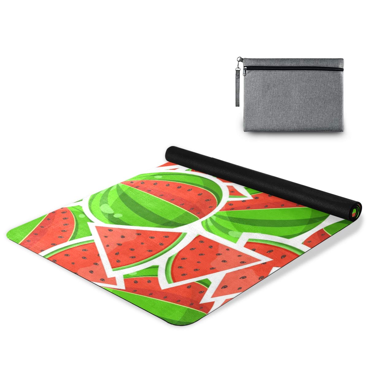 ALAZA Non-Slip Watermelon Slice Yoga Mat for Summer - Premium Fitness Exercise Mat for Yoga, Pilates & Floor Workouts - Perfect for Home Gym, Studio & Outdoor Yoga Sessions
