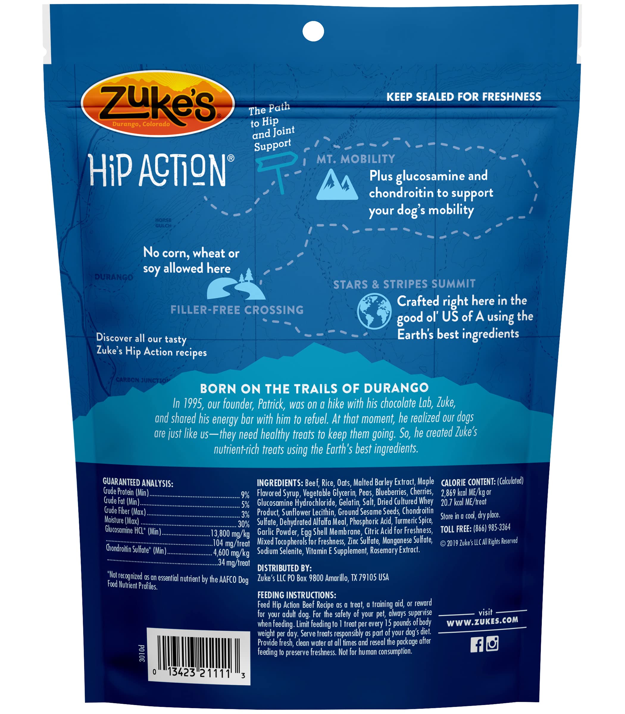 Zuke's Natural Beef Recipe Hip Action Dog Treats - Tender & Healthy Joint Support Snacks for Adult Dogs - 6oz Pack of 2 - Perfect for Training Rewards & Mobility Care