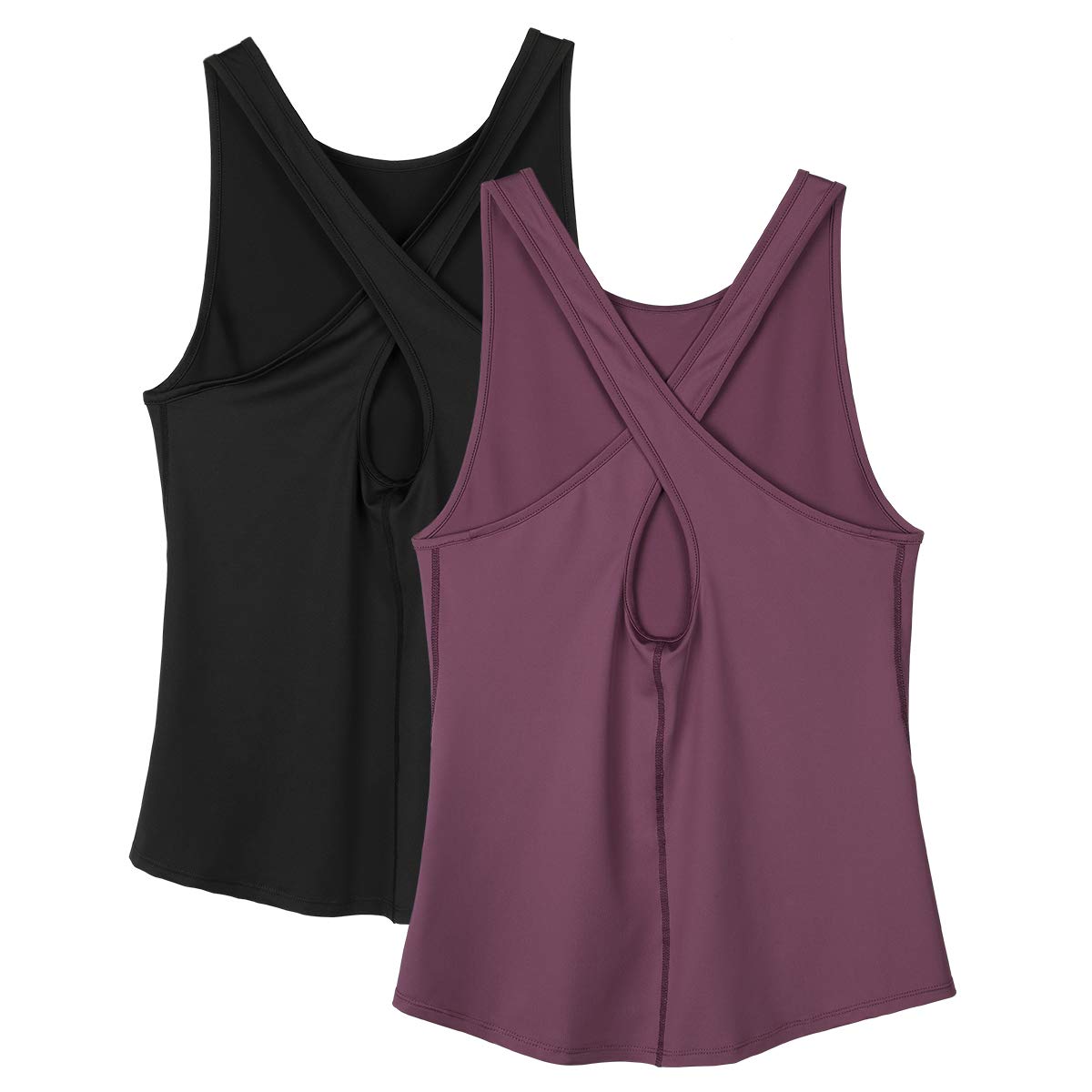 Icyzone Women's Workout Tank Tops - Breathable Open Back Yoga Shirts, Athletic Running Tanks & Gym Tops (2-Pack) | Perfect for Yoga, Running, Gym & Summer Outdoor Activities