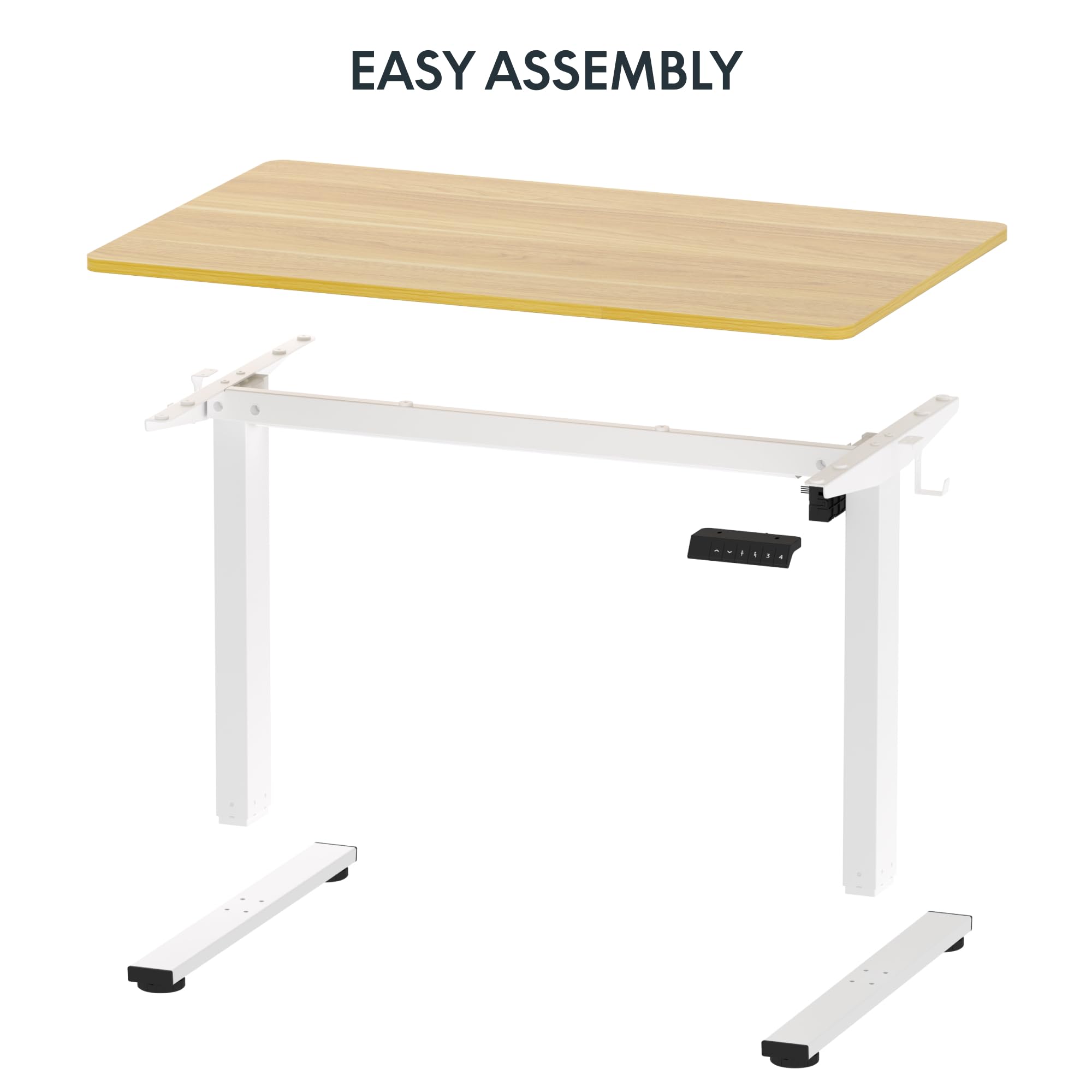 FlexiSpot EN1 Electric Height Adjustable Standing Desk 40 x 24 Inches - Sit Stand Home Office Desk with Maple Top & White Frame | Ergonomic Computer Workstation for Home & Office Use