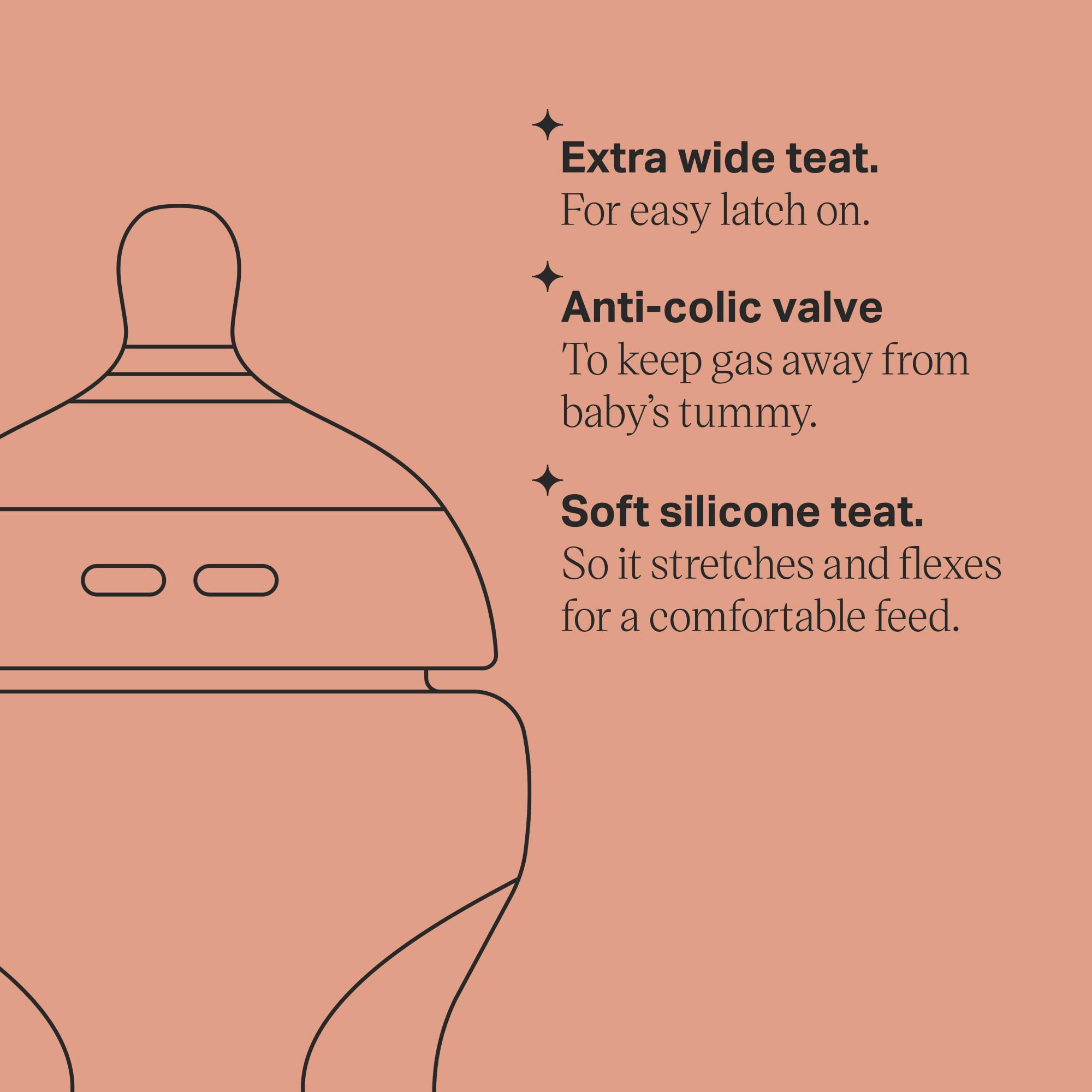 Tommee Tippee Baby Bottles 260ml (Twin Pack) - BPA-Free, Anti-Colic, Easy-Grip - Perfect for Newborns & Infants - Ideal for Breastfeeding, Formula Feeding & On-the-Go Use