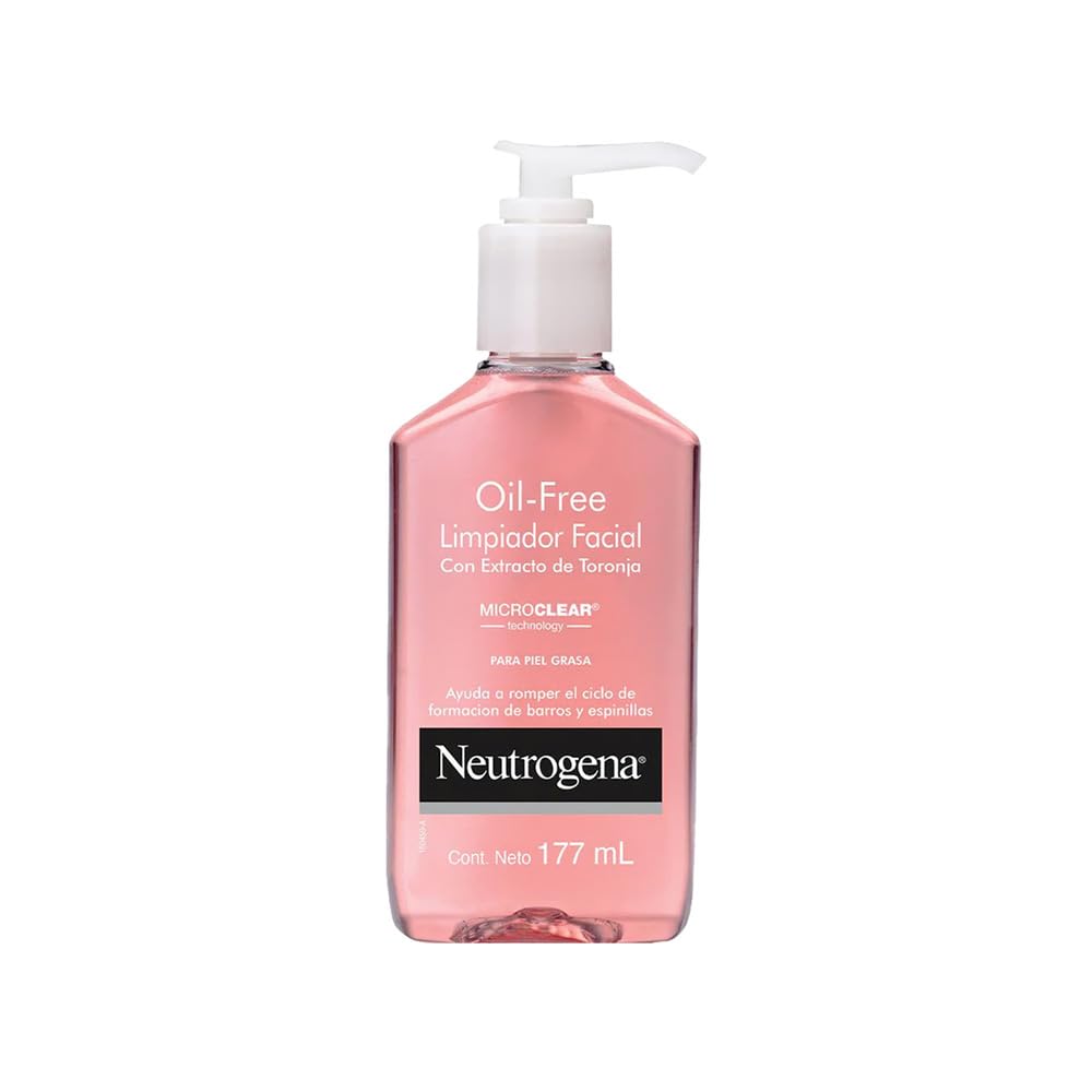 Neutrogena Oil-Free Pink Grapefruit Acne Face Wash with 2% Salicylic Acid & Vitamin C - 6 fl oz Pore Cleansing Liquid Facial Cleanser for Daily Use - Perfect for Oily & Acne-Prone Skin Morning & Night Routine