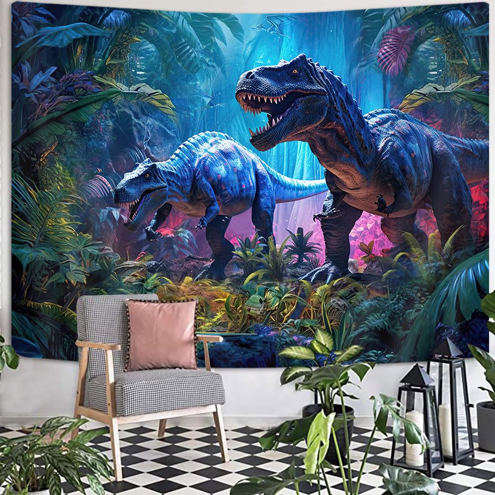 GOAOK Dinosaur Wall Tapestry 40x30 Inches - Prehistoric Dino Decor for Boys Room, Jungle Themed Bedroom Wall Hanging, Dorm & Living Room Decor - Perfect for Kids Bedroom, Nursery, Playroom and Teen Boys Space