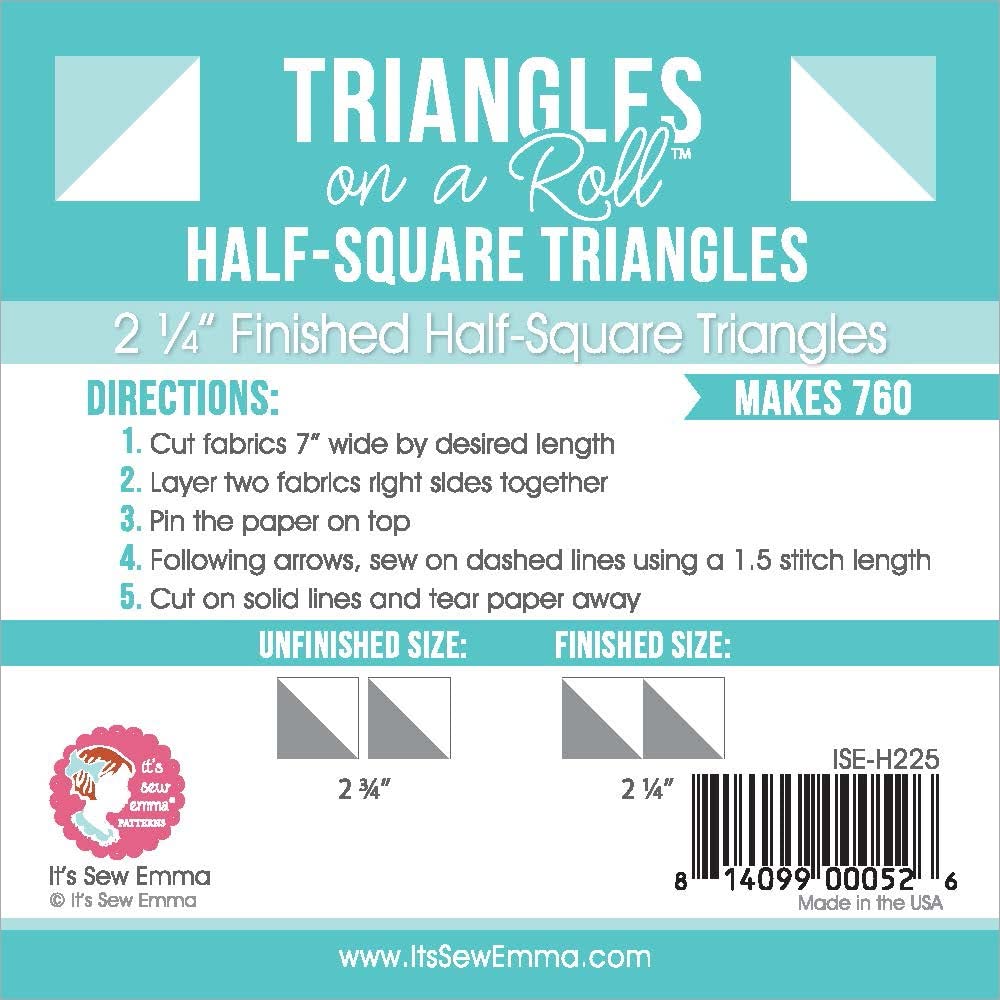 It's Sew Emma Triangles On A Roll 1/2 Square Quilting Ruler - 50 Feet, 2.25