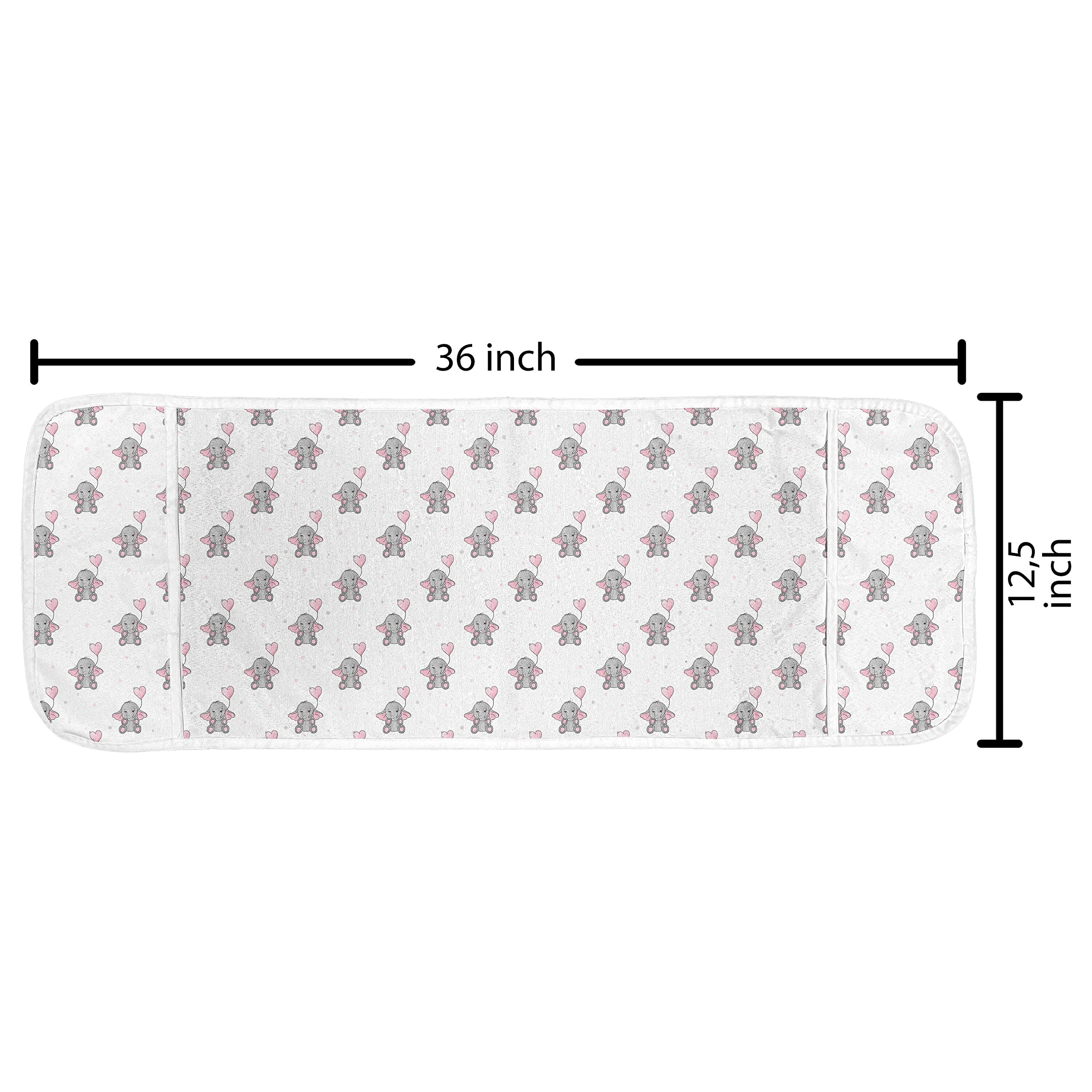 Ambesonne Microwave Cover - Cute Animal Cartoon Design with Heart Balloons, Water Resistant Kitchen Organizer with Pockets, 36 x 12 Inches, Grey Pale Pink White - Perfect for Protecting Appliances & Adding Style to Your Kitchen Decor
