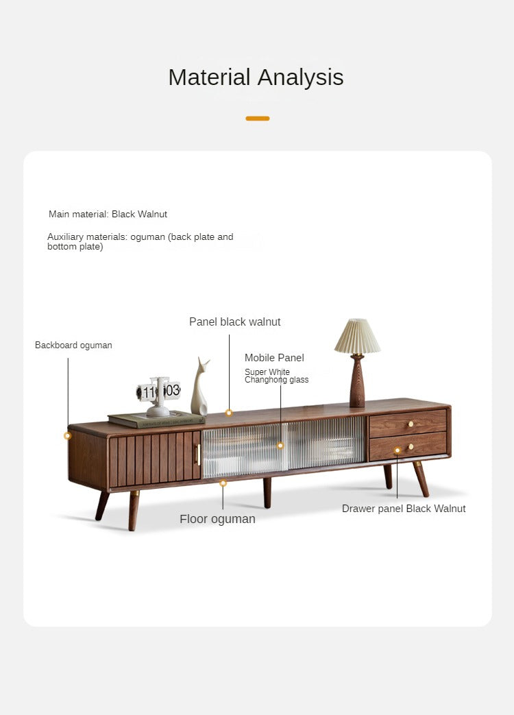 Premium Black Walnut Solid Wood TV Stand - Modern Entertainment Center for Living Room, Bedroom & Home Theater