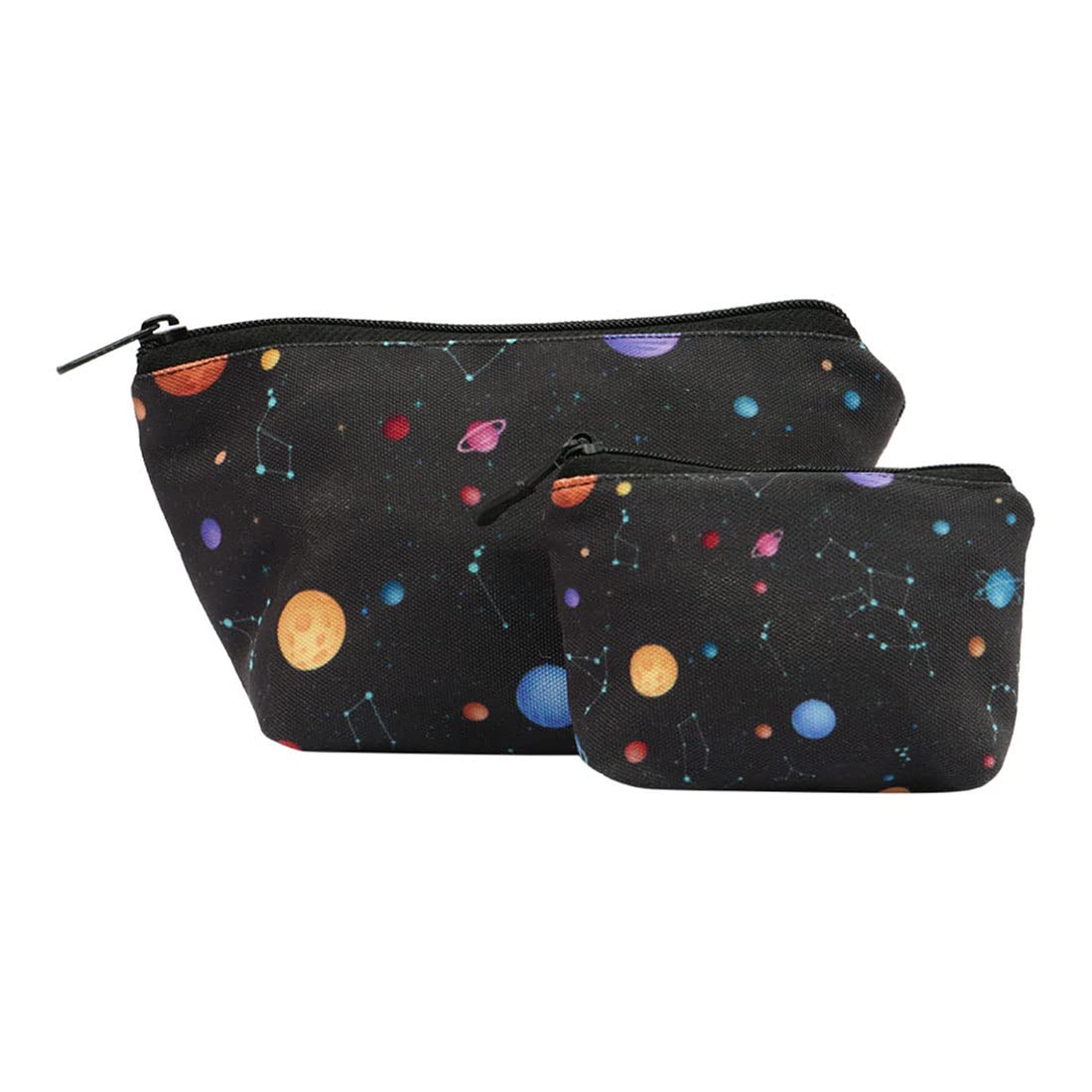 Crazyify Printed Makeup Pouch Set of 2 - Waterproof Cosmetic Bag & Travel Toiletry Organizer for Women | Perfect for Makeup Brushes, Skincare, Jewelry & Travel Essentials (Home, Gym, Vacation Use)