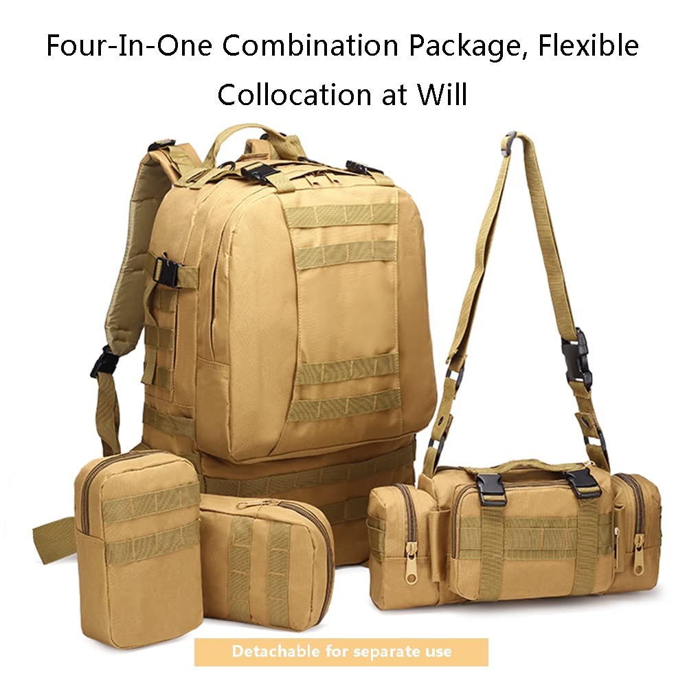 Military Tactical Backpack 65L - Waterproof Molle Assault Pack for Hiking, Camping, Hunting & Travel - Large Army Rucksack with Durable Construction (Color: A) - Perfect for Outdoor Adventures, Survival Training & Tactical Missions