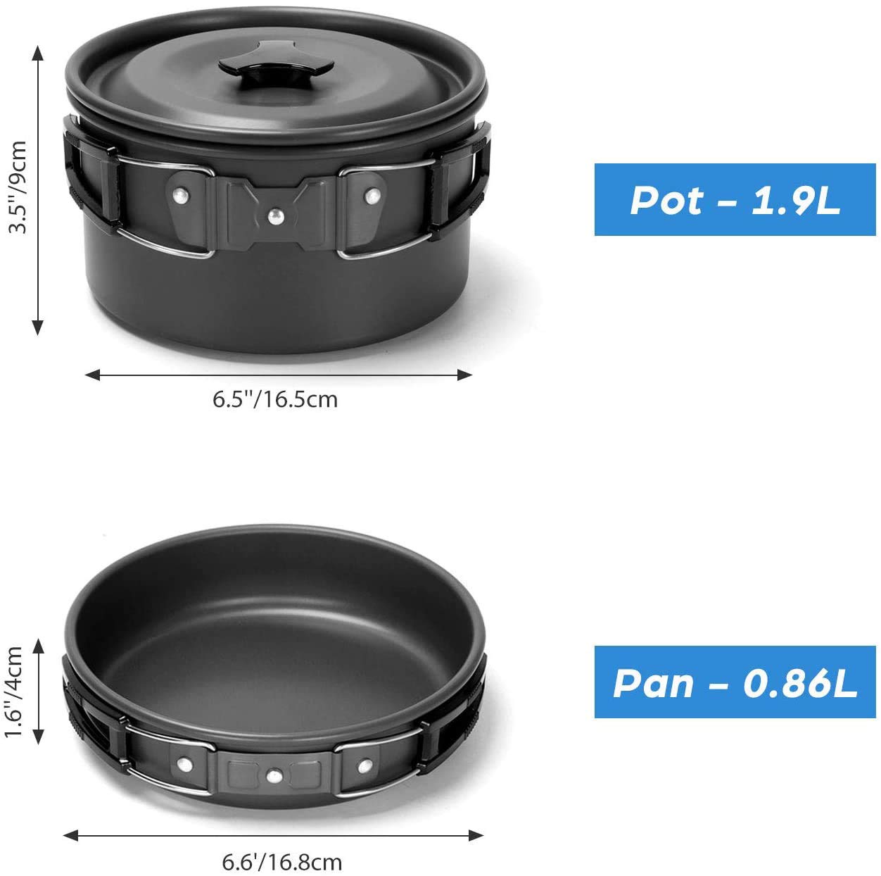 Gurukim 17-Piece Lightweight Camping Cookware Set with Stainless Steel Pot, Pan, Kettle, Cups, Plates & Utensils - Compact Backpacking Cookware for Hiking, Camping, Outdoor Cooking, Picnics & Survival Gear (Perfect for Family Camping Trips & Backcountry Adventures)