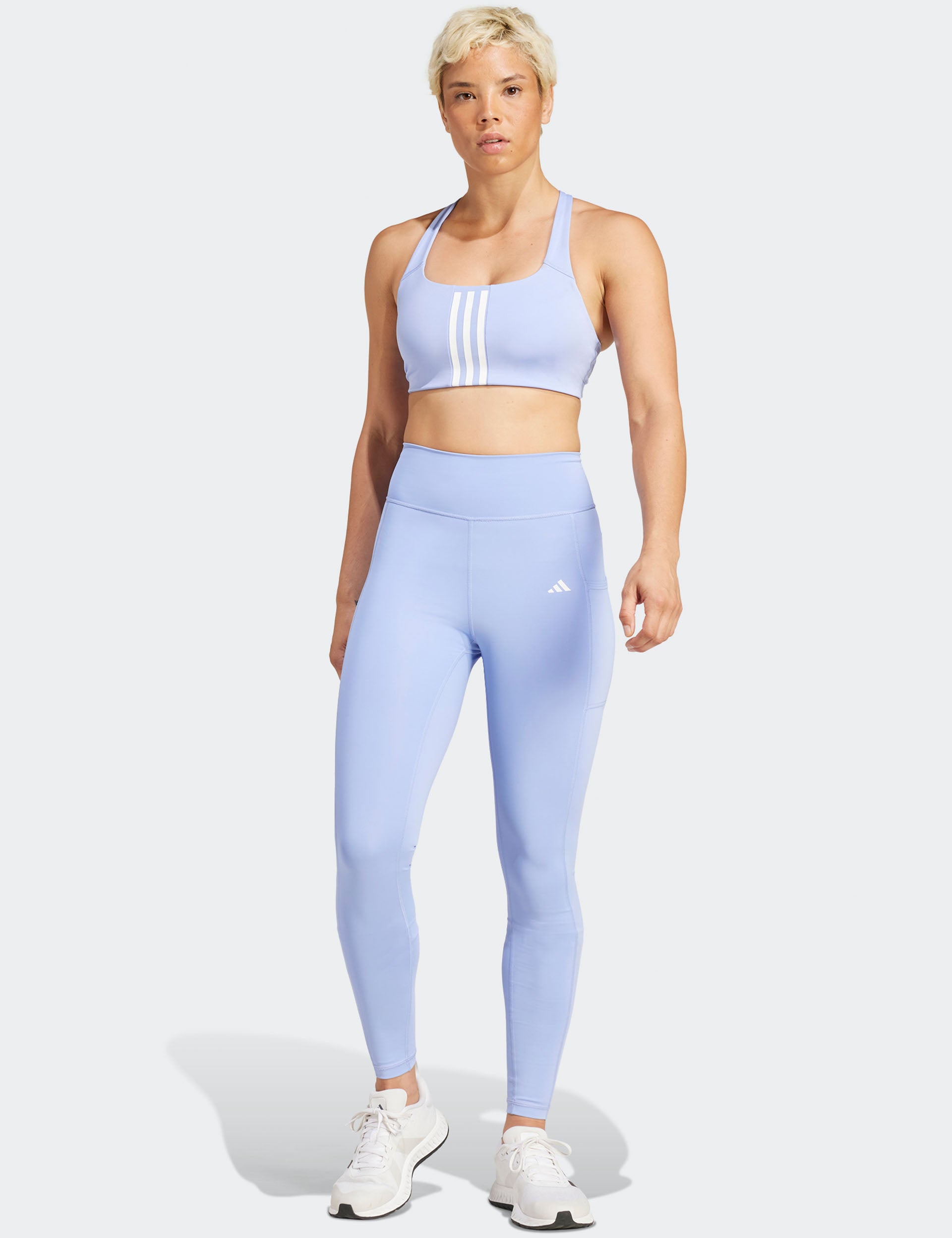 Powerimpact Training Medium Support 3 Stripes Sports Bra - Blue Spark | High-Impact Workout & Gym Essential for Women