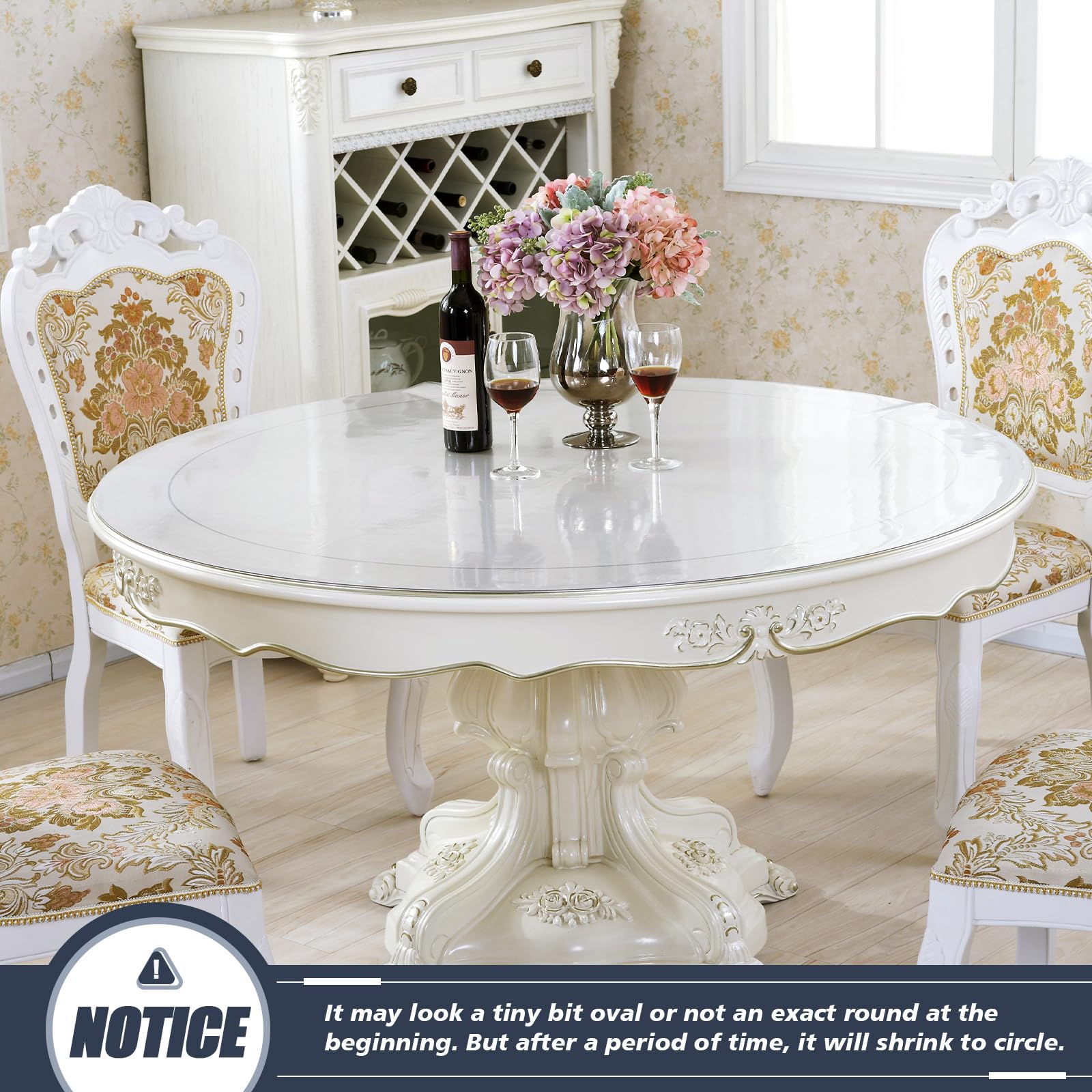 LovePads 1.5mm Thick Frosted Round Table Cover Protector - 72 Inch Durable PVC Plastic Table Pad for Dining Room, Outdoor Events, and Party Decorations