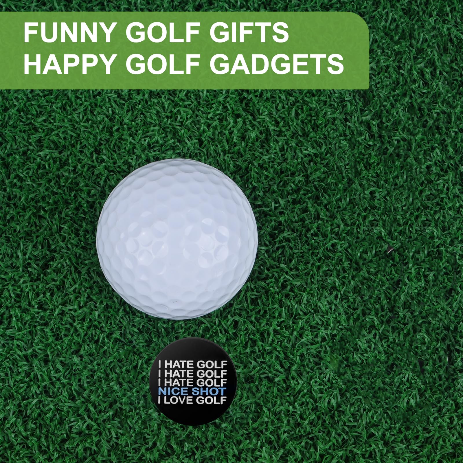 ZZHAO Magnetic Golf Ball Marker with Hat Clip - 25mm Funny Golf Accessories for Men | Perfect Golf Gifts & On-Course Essentials