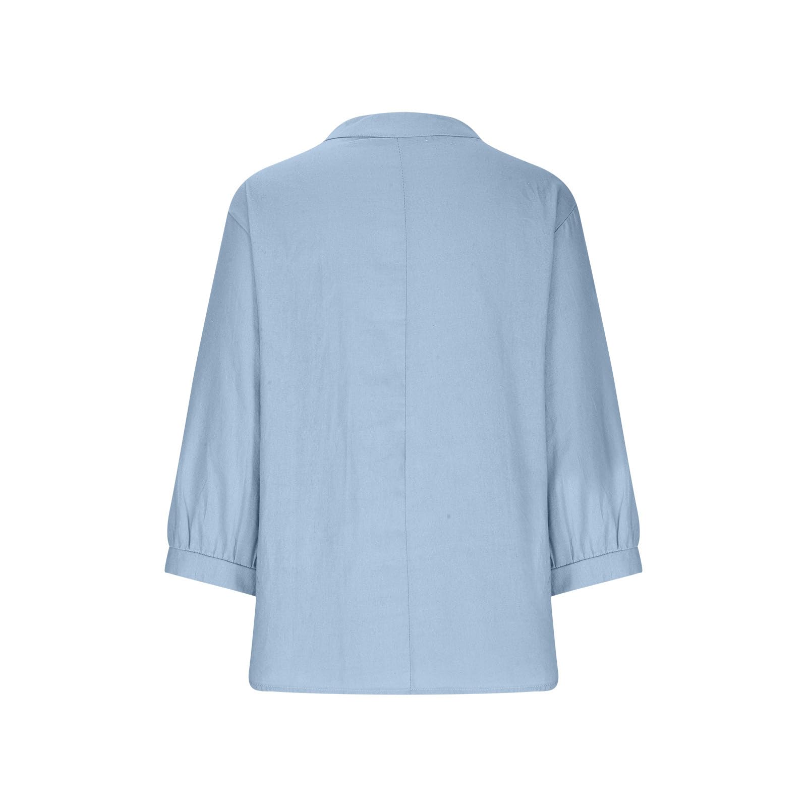 Women's 3/4 Sleeve Cotton Linen Shirt - Casual V Neck Half Button Up Flowy Tunic Top for Summer | Loose Fit Ladies Blouse for Beach, Office & Everyday Wear