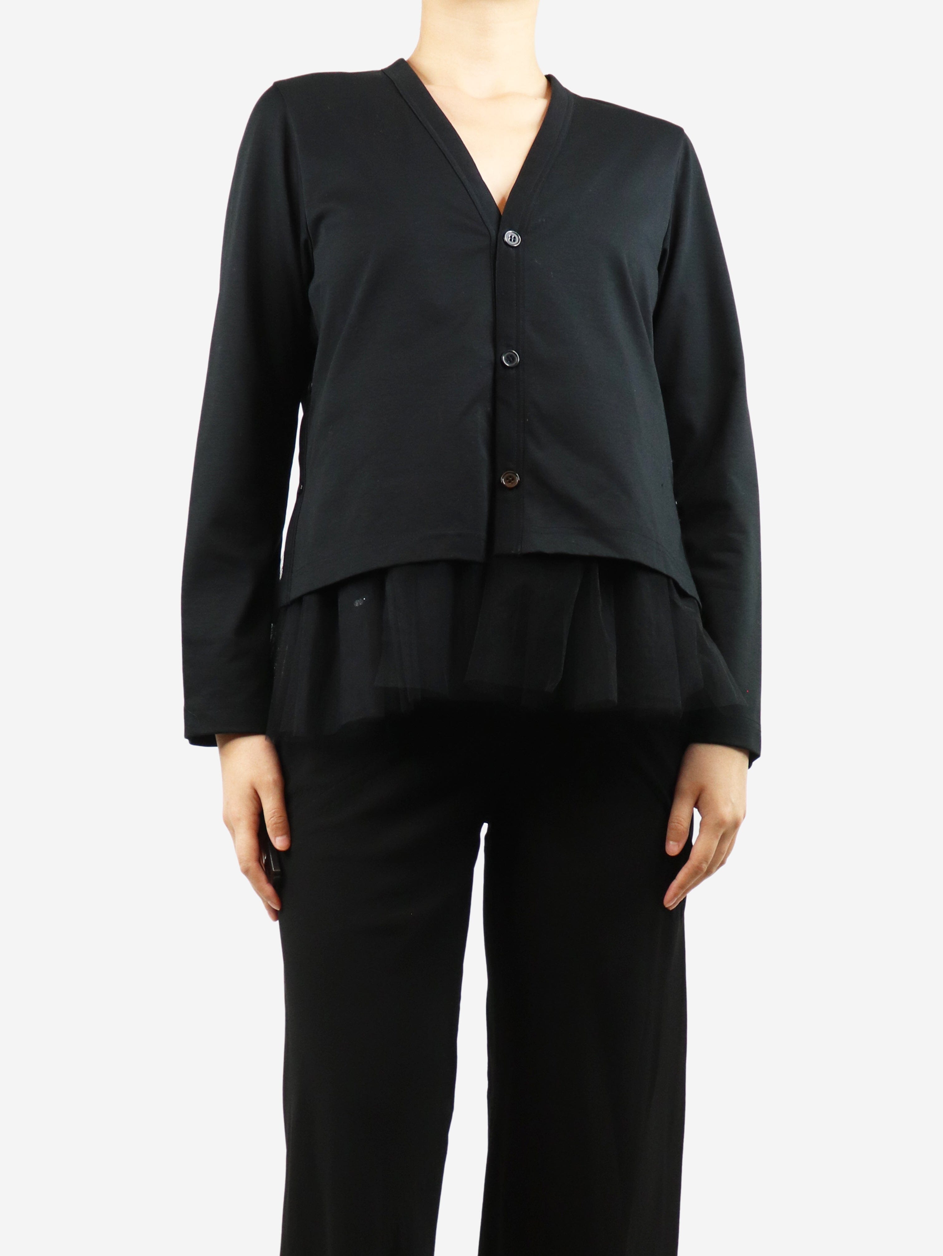 Black Tulle Peplum Top for Women - Size S | Elegant Blouse for Parties, Dates & Special Occasions