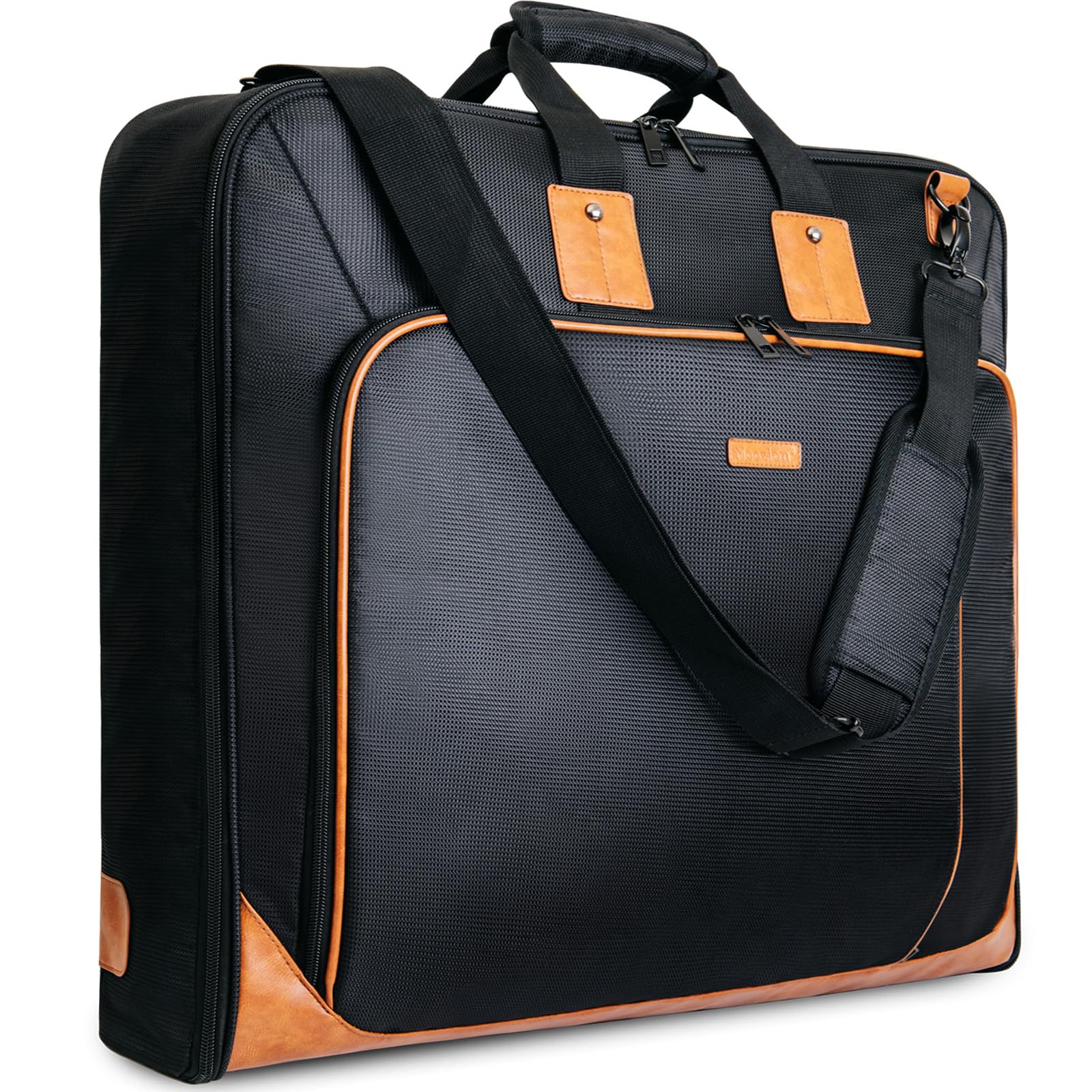 Premium Leather Garment Bag for Travel - Large Waterproof Hanging Suitcase with Shoulder Strap | Carry-On Luggage for Business Trips, Weddings & Formal Events (Men & Women)