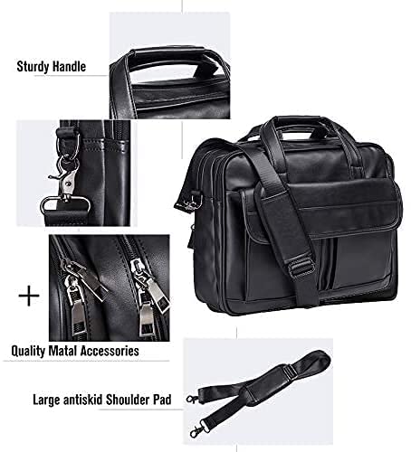 Premium Genuine Leather Men's Business Briefcase - Handmade Messenger Bag for Laptop, Documents & Travel | Professional Office Work, Business Trips & Daily Commute