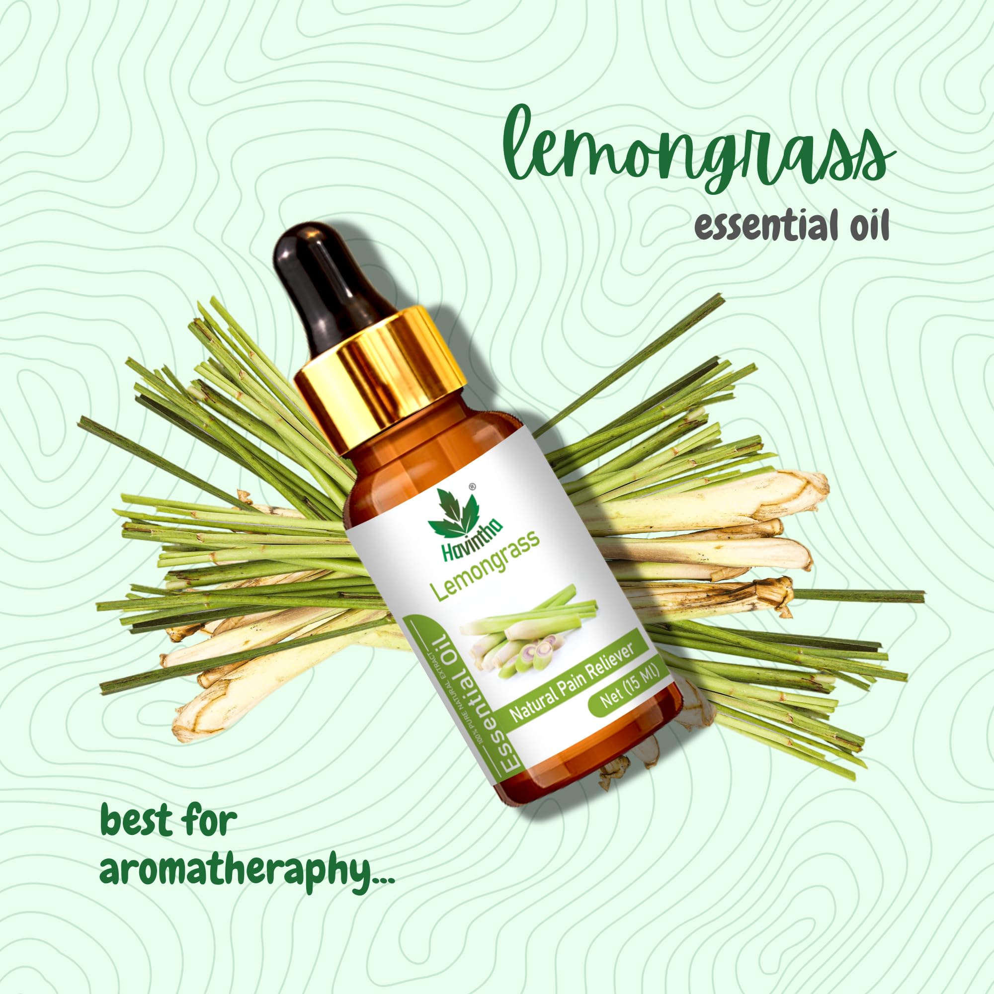 Pure Organic Lemongrass Essential Oil 15ml - Natural Skin Care & Stress Relief - Aromatherapy, Massage, Diffuser, DIY Beauty Products
