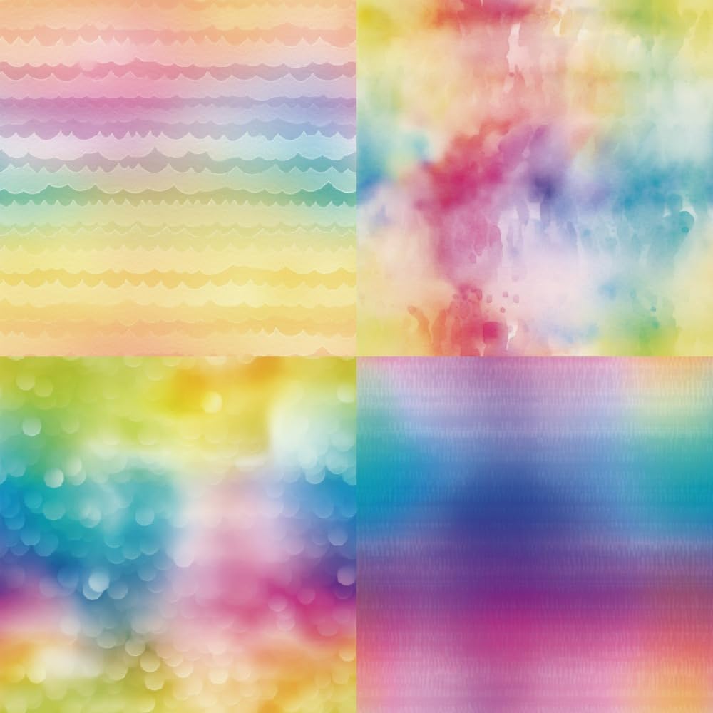 LZBRDY 24 Sheet 6x6 Decorative Craft Paper Pad - Rainbow Dots & Waves Paint Patterns, 160GSM Junk Journal Scrapbook Paper, Single-Sided for Card Making, DIY Albums, Bullet Journaling & Gift Wrapping