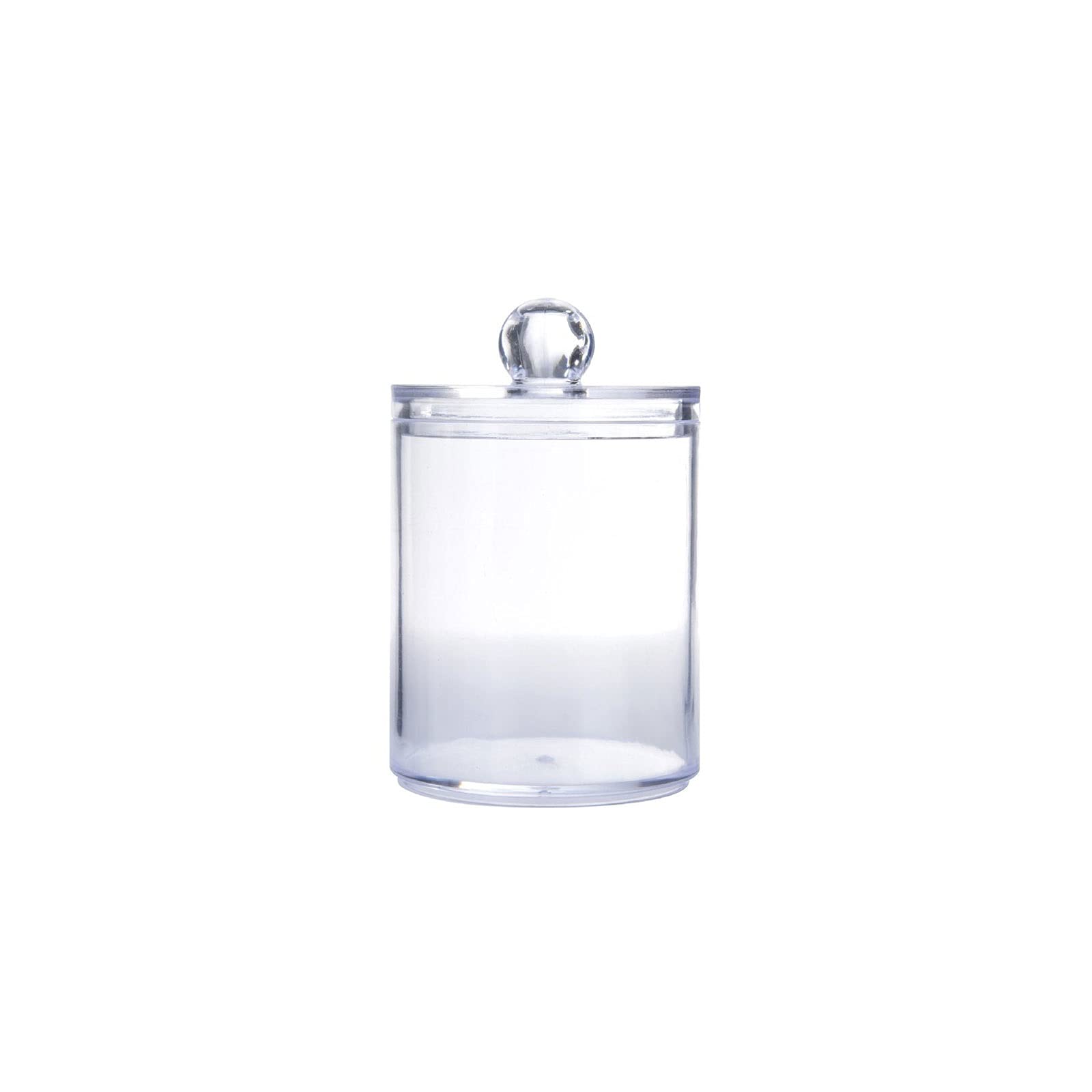 KKJJ Clear Acrylic Cotton Puff Storage Box - Square & Round Makeup Organizer for Cotton Swabs, Jewelry | Dustproof Desktop Organizer for Bathroom, Vanity & Travel