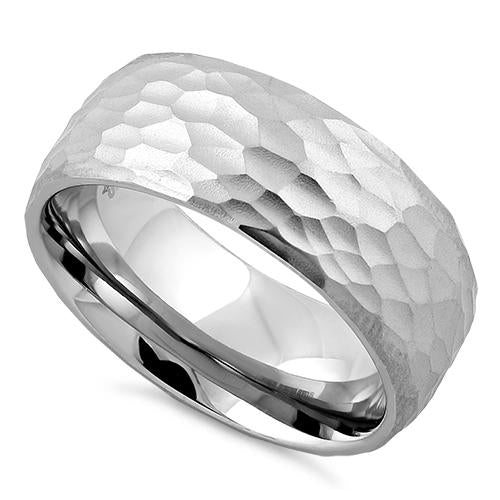 Stainless Steel Hammered Band Ring for Men & Women - Durable Fashion Jewelry for Everyday Wear, Wedding Bands, Gifts & Special Occasions
