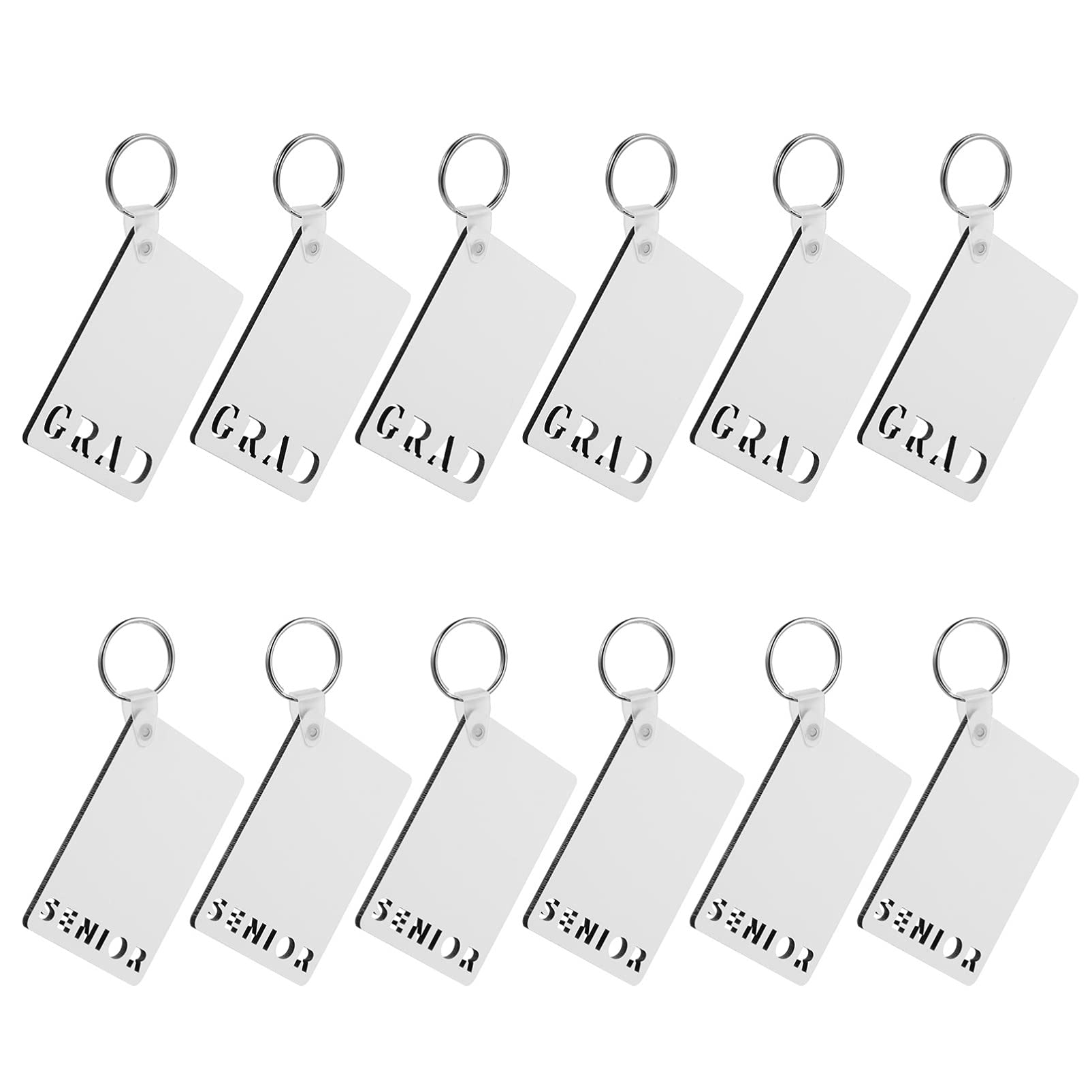 EXCEART 12pcs Sublimation Blank Keychains for Heat, DIY Graduation Keychains with Key Rings, Customizable Keychains for Graduation Day Gifts, Party Favors, and Personalized Keepsakes