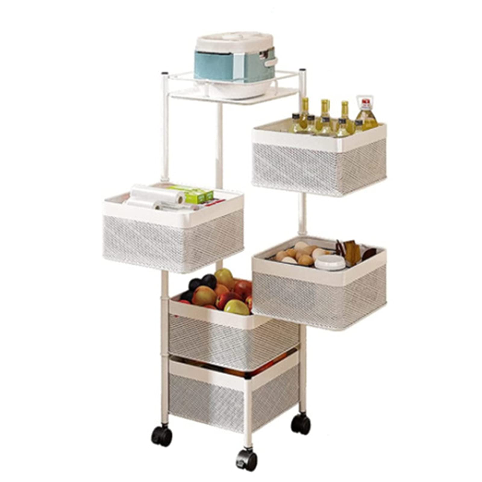 360° Rotating Kitchen Storage Rack - Multi-Layer Adjustable Shelf for Fruits, Vegetables & Snacks | Space-Saving Organizer for Kitchen, Living Room & Bathroom | Perfect for Small Spaces & Home Organization