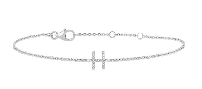 Initial Diamond Bracelet for Women - Elegant Minimalist Dainty Gold or Silver Bracelet - Perfect for Anniversary, Birthday, Valentine's Day Gifts & Everyday Wear