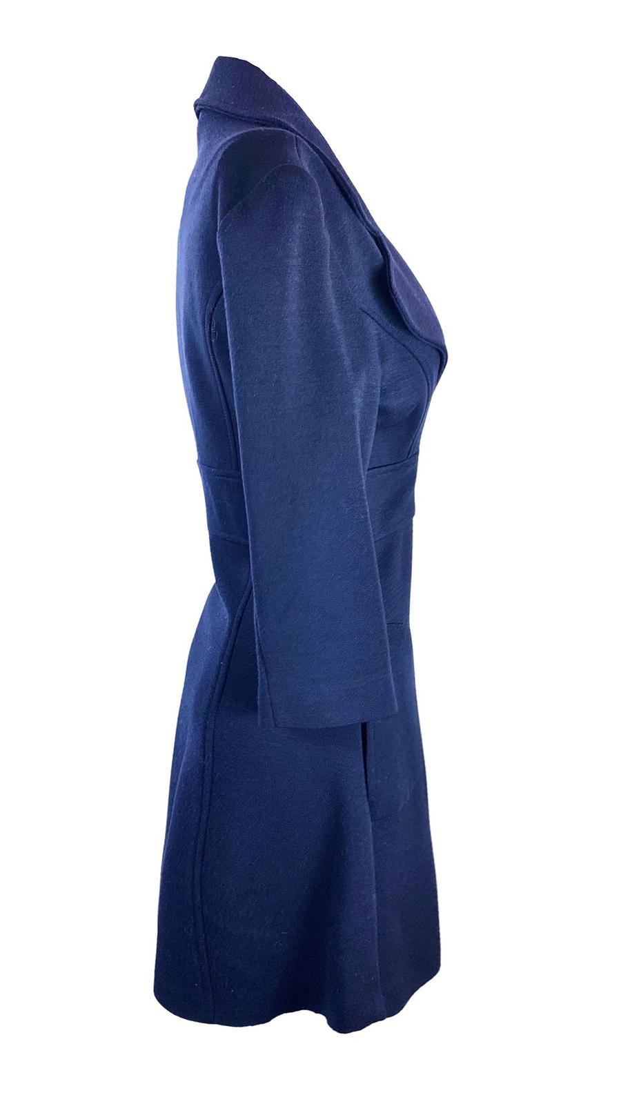 Stylish Navy Blue Wool Coat for Women - UK 8 / US 4 - Perfect for Office Wear & Winter Fashion