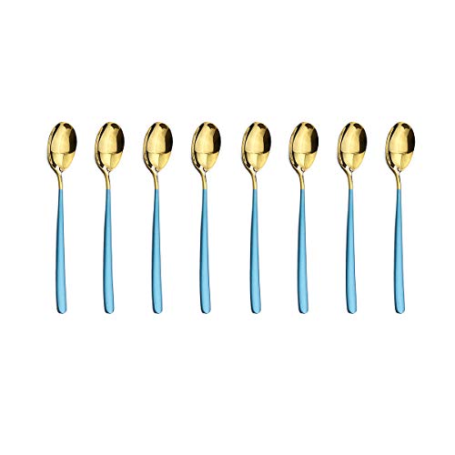 Blue Gold Dessert Spoon 8p