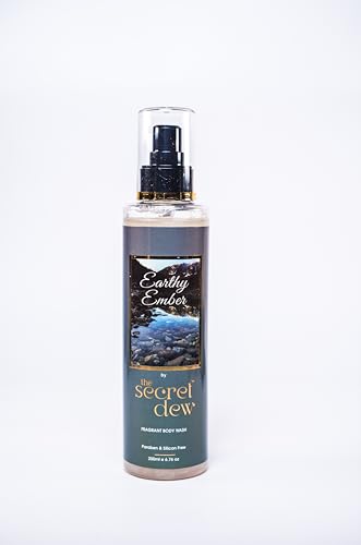 The Secret Dew Body Wash - 200ml Moisturizing Body Wash for Soft & Smooth Skin - Natural, Paraben-Free Shower Gel for Women & Men - Earthy Ember Fragrance - Perfect for Daily Shower & Spa Relaxation