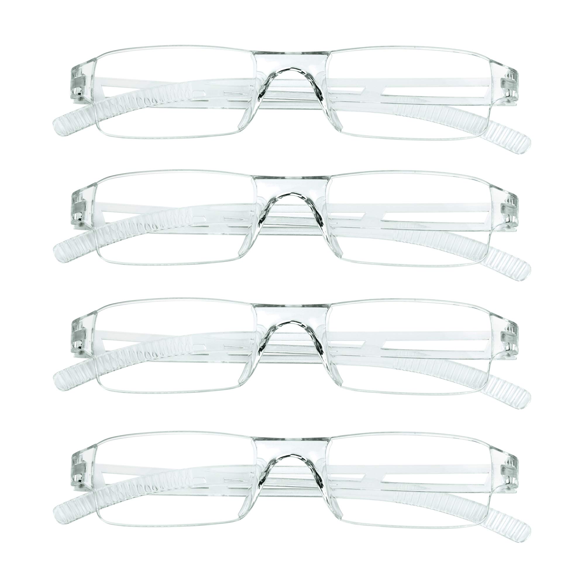 LifeArt 2/4 Pairs Blue Light Blocking Reading Glasses for Men & Women - Anti Eyestrain Computer Glasses with Stylish Rectangle Frame - Perfect for Office Work, Gaming & Screen Time
