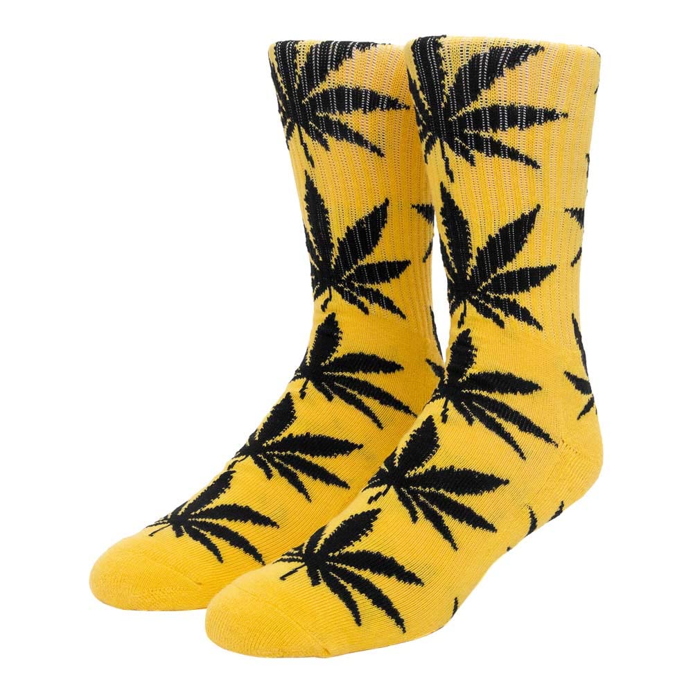 Huf Essentials Plantlife Socks - Lemon Yellow Color Crew Socks for Men & Women - Comfortable Casual Wear for Skateboarding, Streetwear & Daily Outfits
