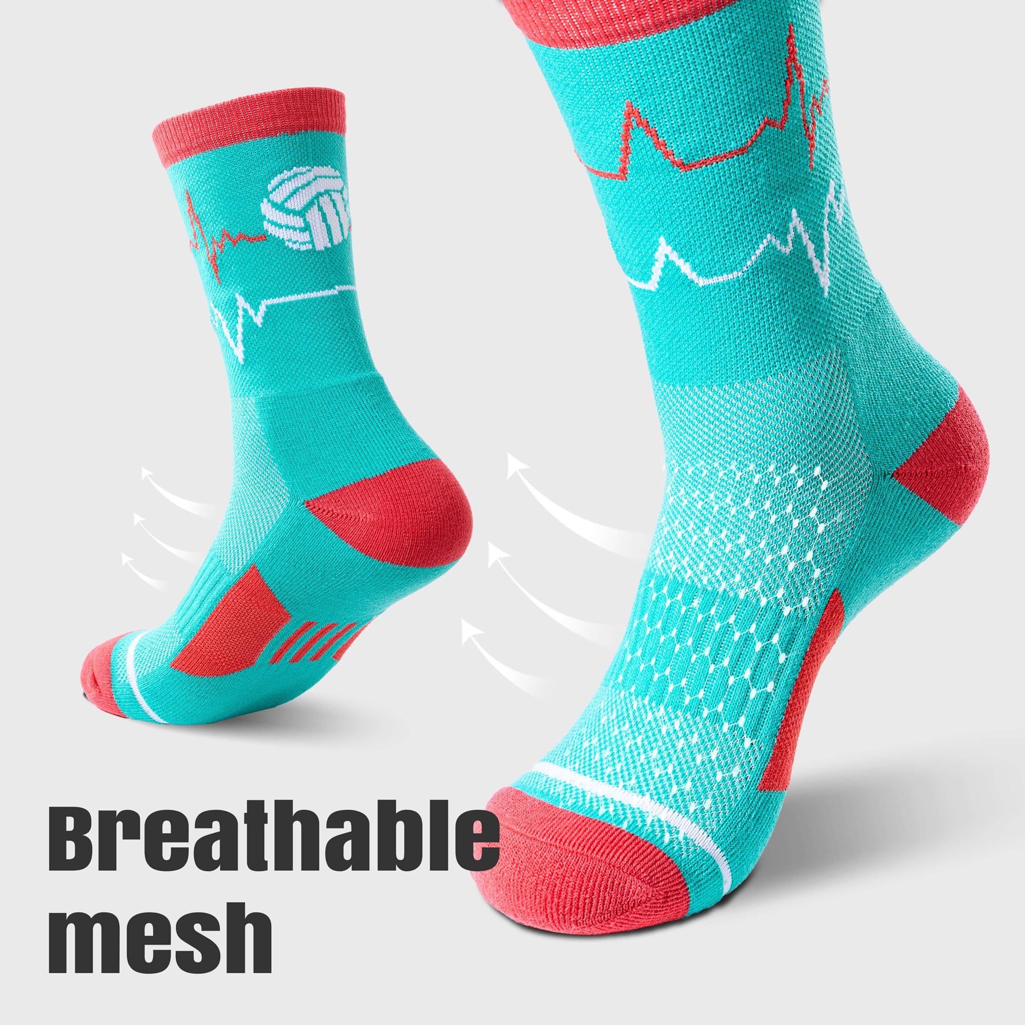 Jeasona Athletic Socks for Women & Teen Girls - Breathable Sports Socks for Volleyball, Softball & Running - Perfect Team Gifts & Performance Accessories (Great for Gym, School & Outdoor Activities)
