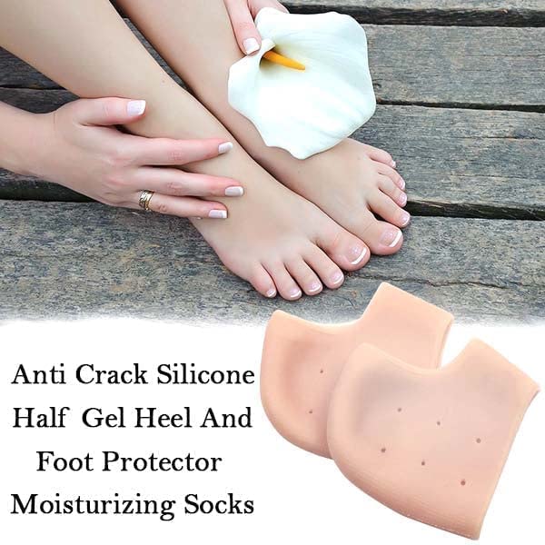 Spefez Women's Silicone Heel Socks for Pain Relief & Crack Repair - Plantar Fasciitis Support with Gel Pad (Half Heel) - Moisturizing Cream - Perfect for Daily Wear, Work & Home Comfort