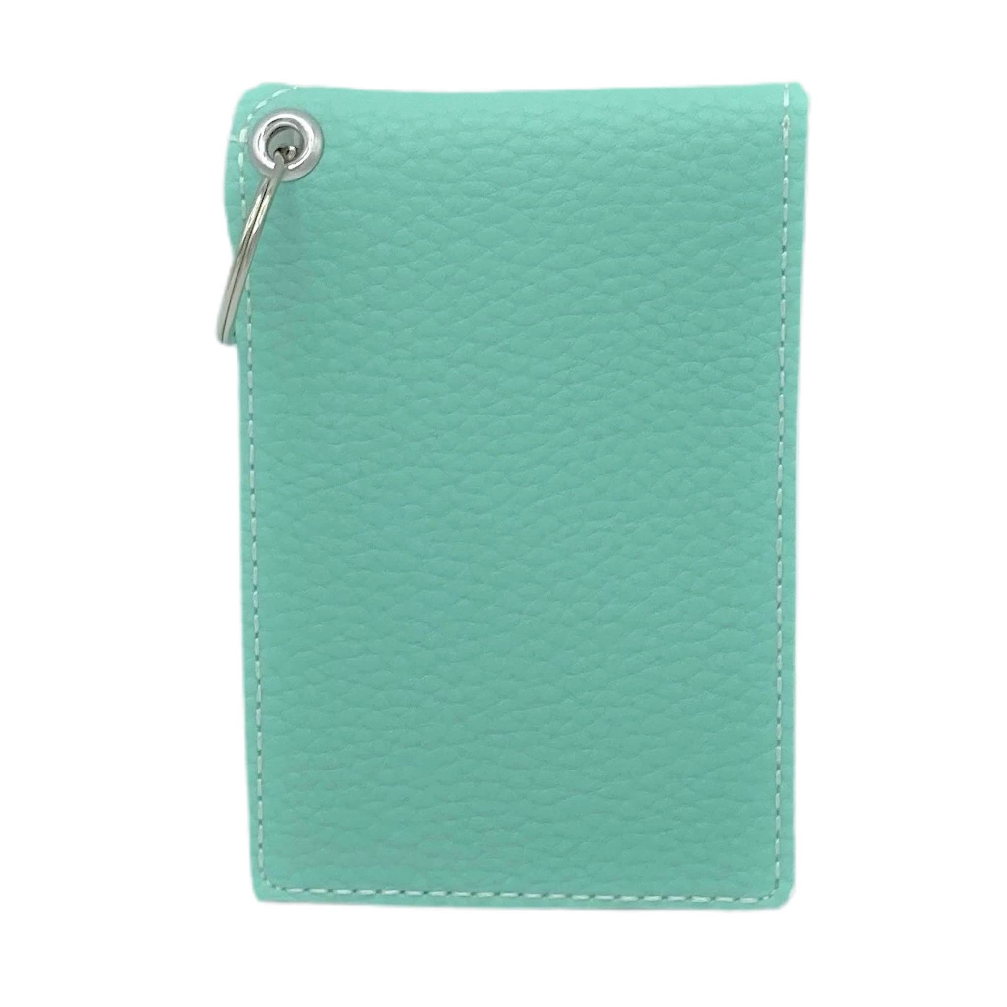 Premium Vegan Leather Business Card Holder with Keychain - Slim Credit Card & ID Organizer for Professionals (Teal) | Perfect for Office, Networking Events & Travel Accessories