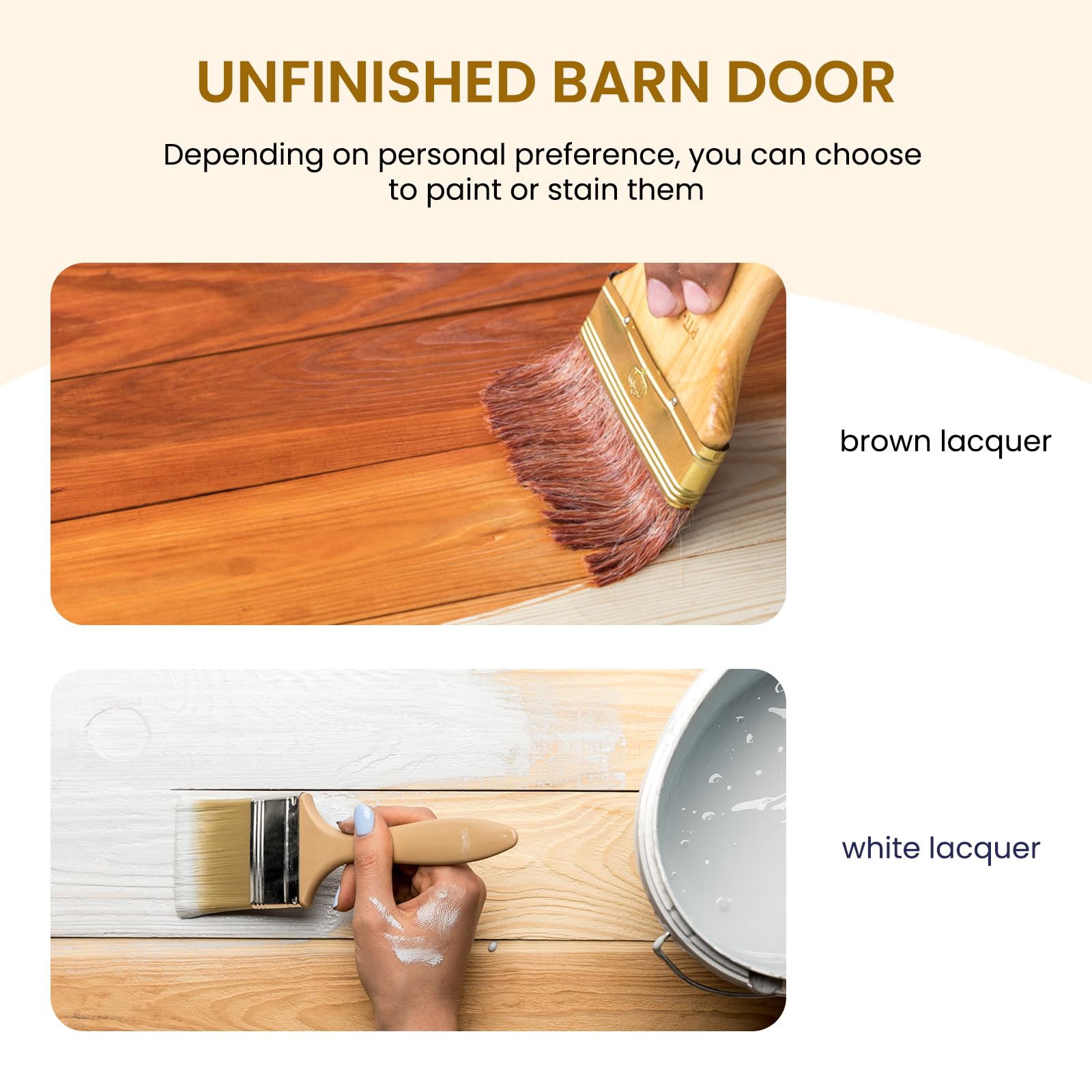 SMARTSTANDARD 30x84 Inch Solid Spruce Wood Sliding Barn Door with 5ft Hardware Kit - Unfinished, DIY, Stainable for Bedroom, Closet & Farmhouse Style Decor