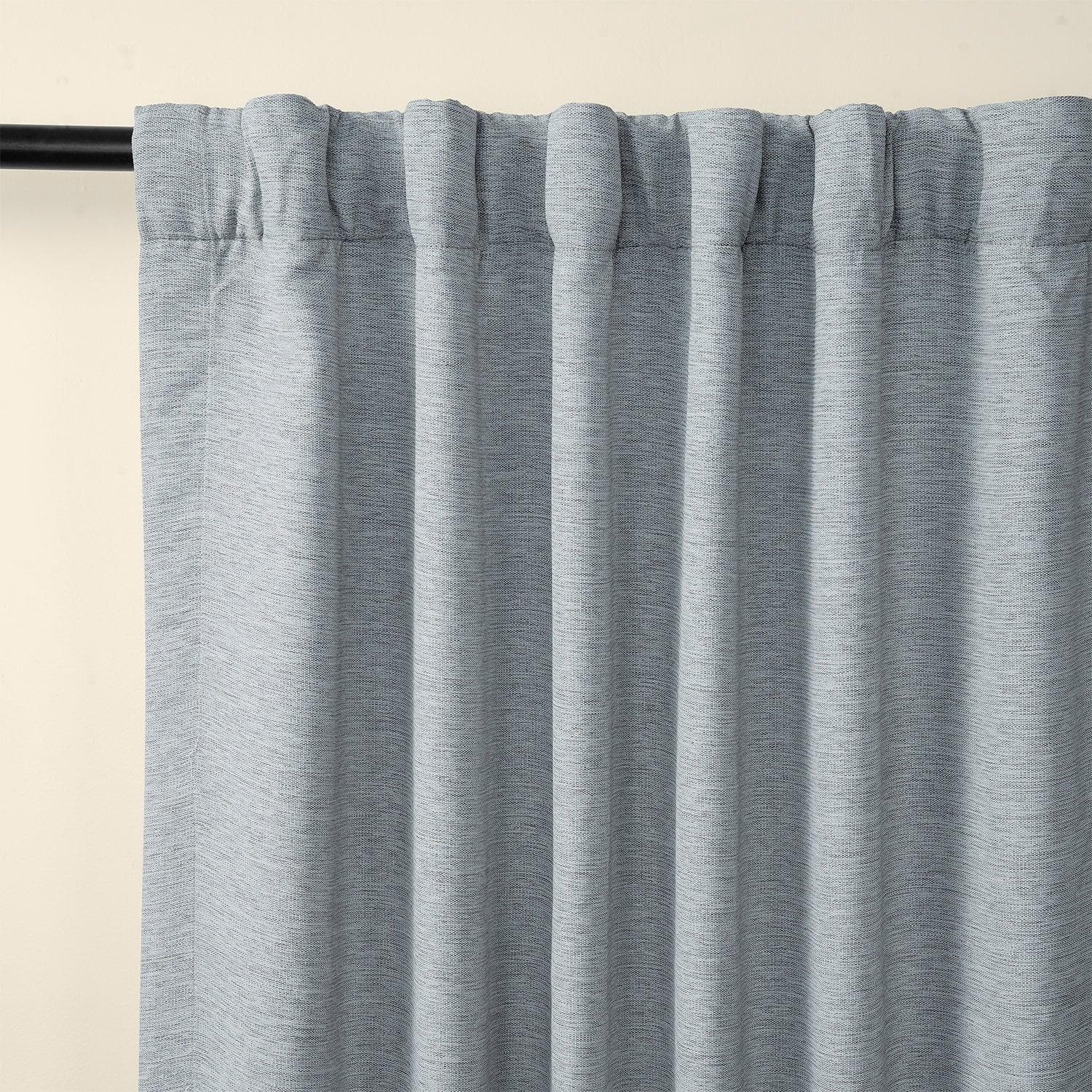 Gulf Blue Textured Bellino Blackout Curtains - Thermal Insulated Room Darkening Drapes for Bedroom, Living Room & Nursery - Noise Reducing & Energy Efficient Window Treatments