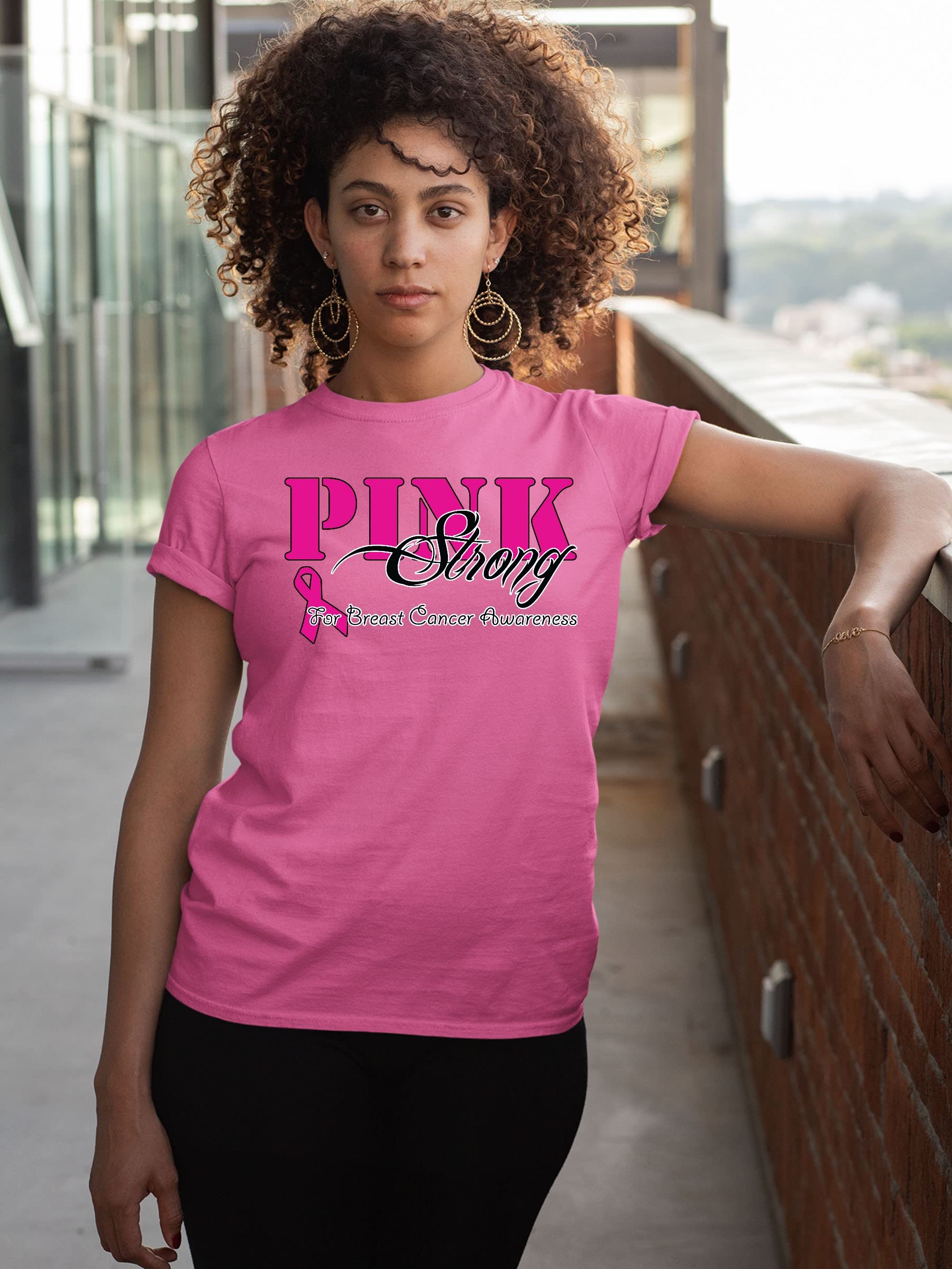 Pink Strong Breast Cancer Awareness T-Shirts for Women - October Support & Fundraising Shirt - Comfortable & Inspirational Tee for Survivors, Supporters & Events