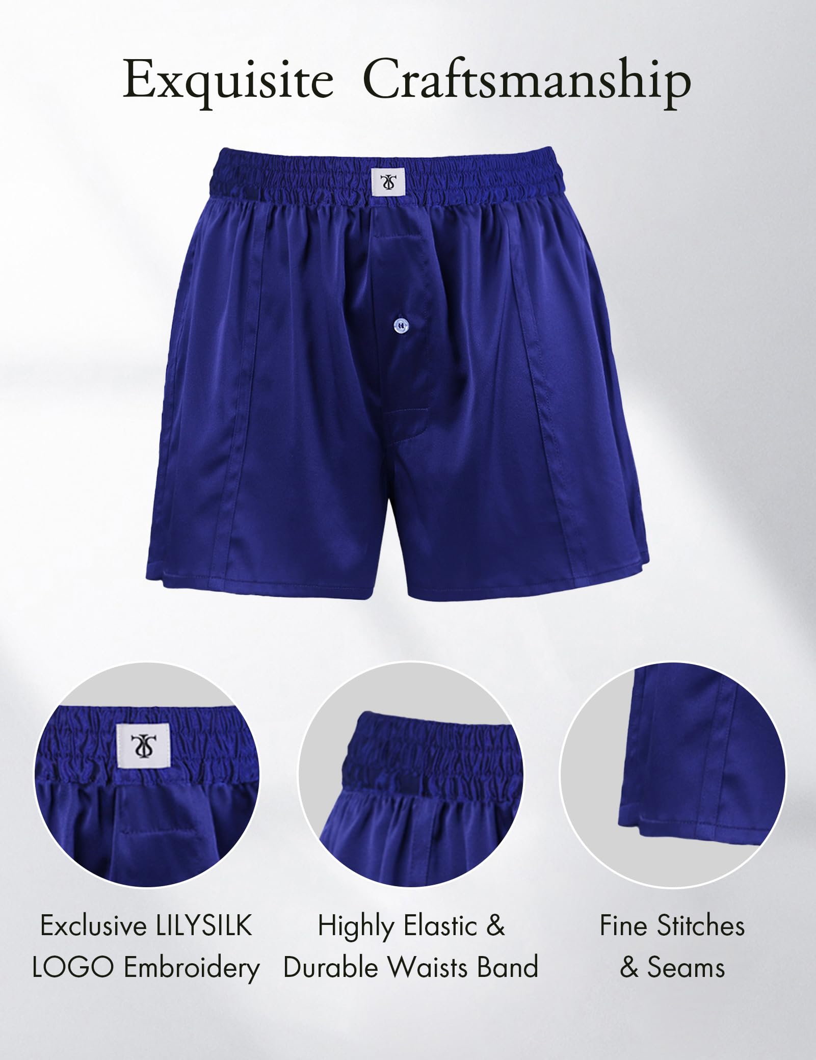 Premium 6A Grade Mulberry Silk Boxer Shorts for Men - Breathable & Luxurious Royal Silk Underwear Combo Pack - Ideal for Sleep, Lounge & Everyday Comfort
