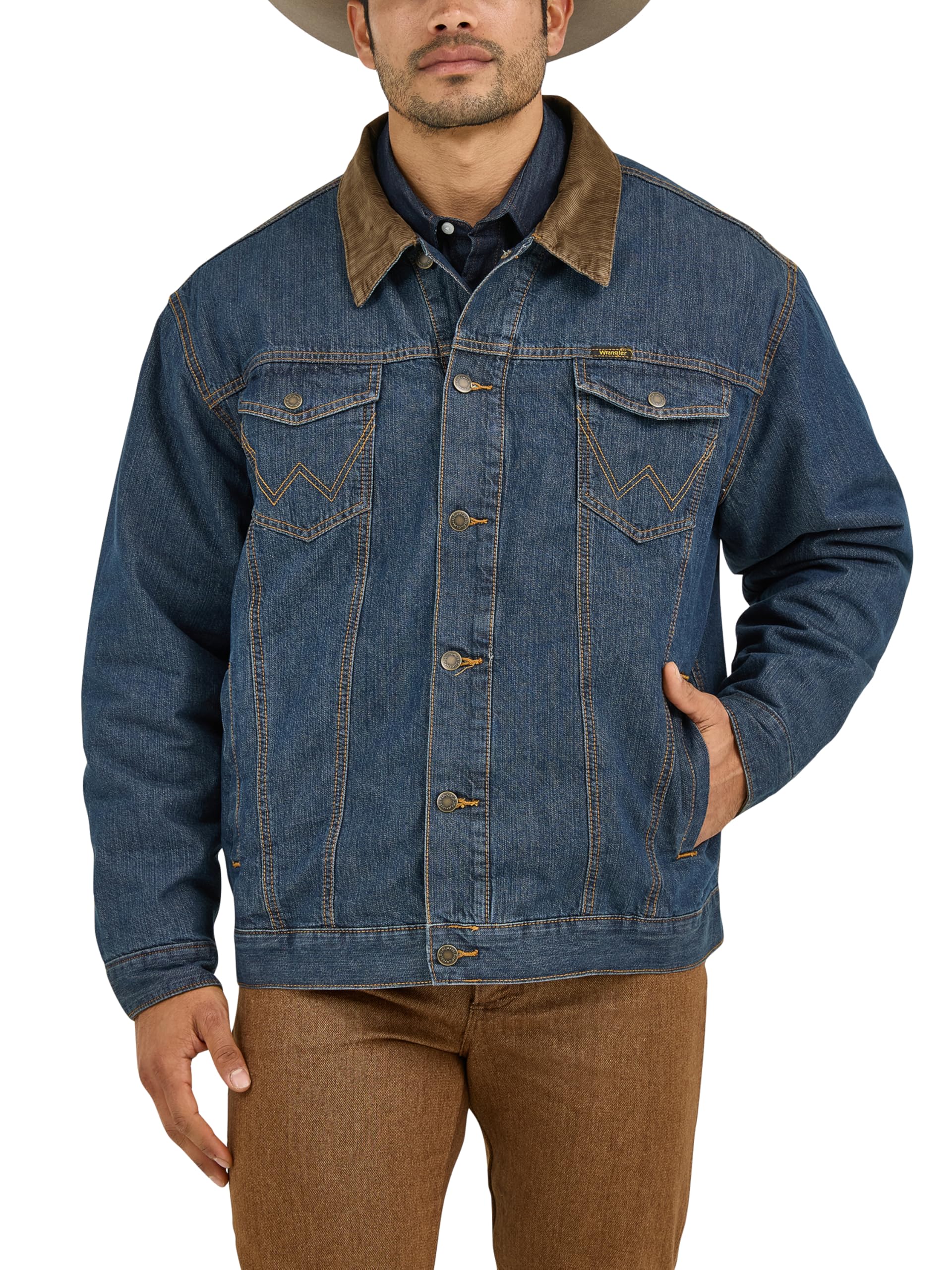 Wrangler Men's Cowboy Cut Western Lined Denim Jacket - Classic Workwear for Ranch, Rodeo & Outdoor Adventures