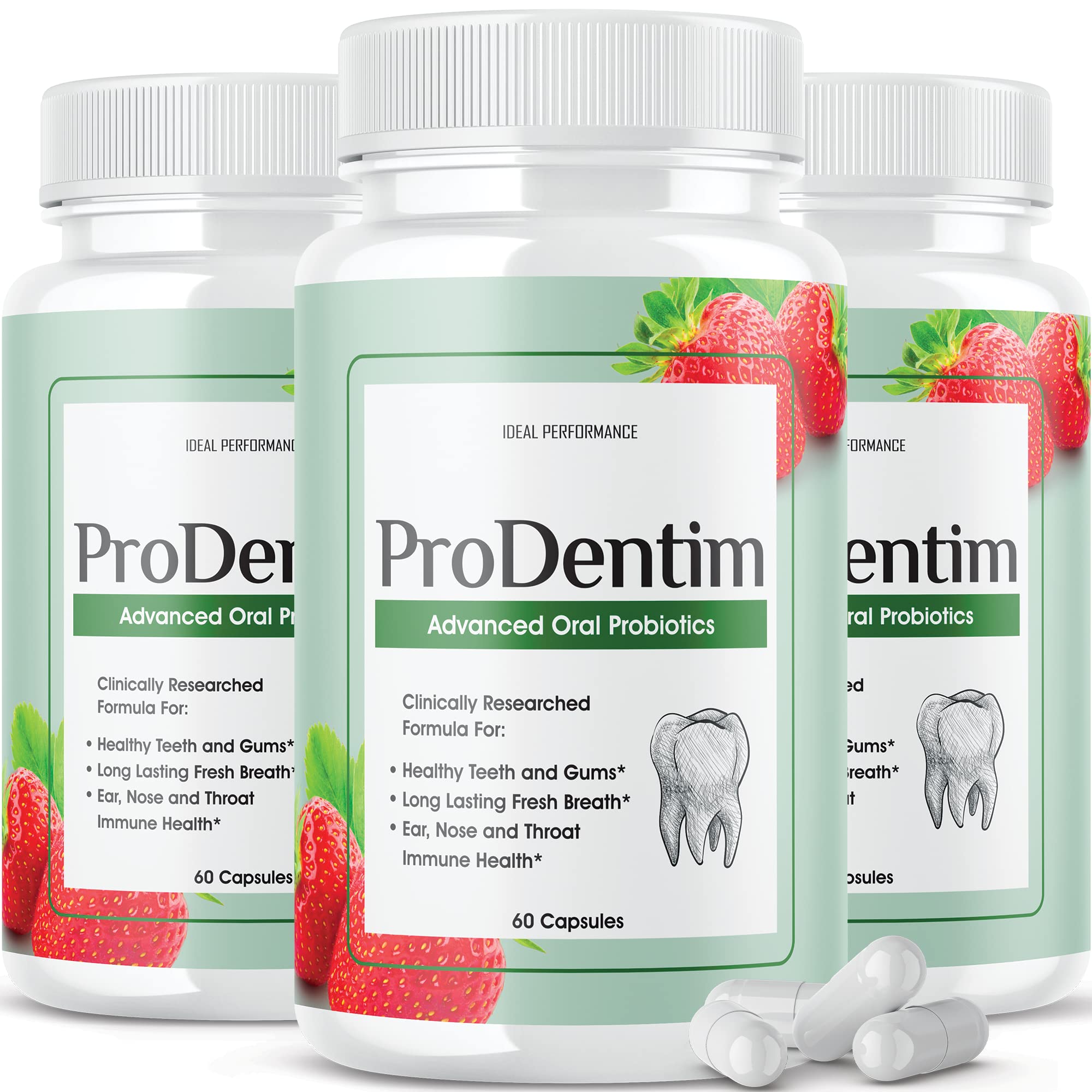 IDEAL PERFORMANCE (3 Pack) Prodentim Dental Supplement - 180 Capsules for Teeth & Gum Health, Oral Care Formula with Probiotics & Natural Ingredients | Supports Fresh Breath, Plaque Control & Immune System (Ideal for Daily Dental Hygiene & Travel)