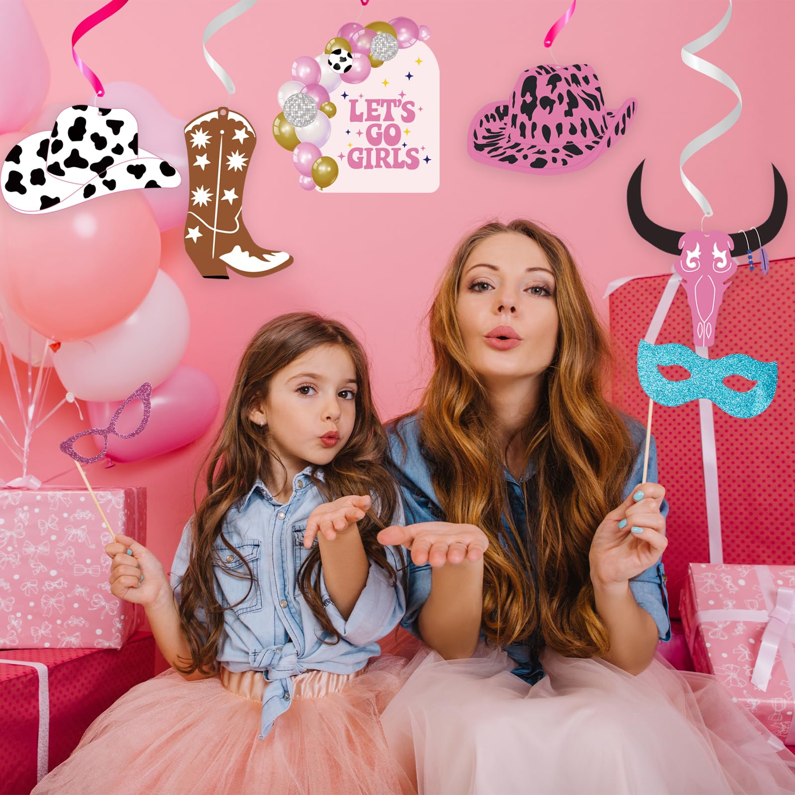 30PCS Pink Cowgirl Party Decorations Set - Western Themed Hanging Swirls & Foil Decor for Bachelorette, Baby Shower & Birthday Parties | Perfect for Last Rodeo, Disco & Cowgirl Themed Events