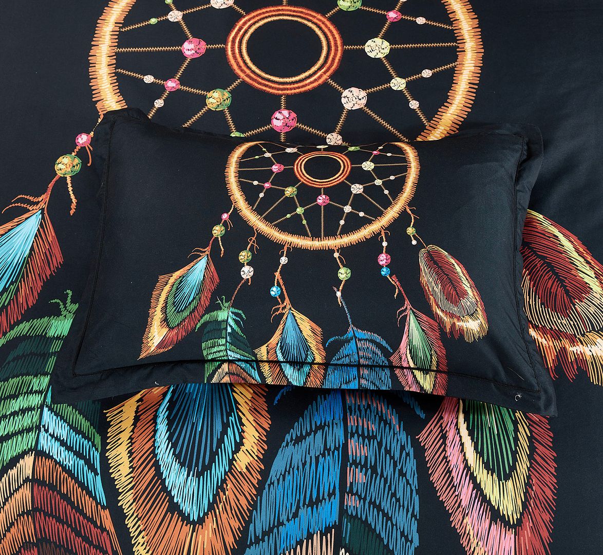 Dream Catcher Quilt Cover Set - Super King Size Bedding (200x220cm) - Bohemian Style Home Decor for Bedroom, Guest Room & Dorm - Soft & Breathable Cotton Fabric