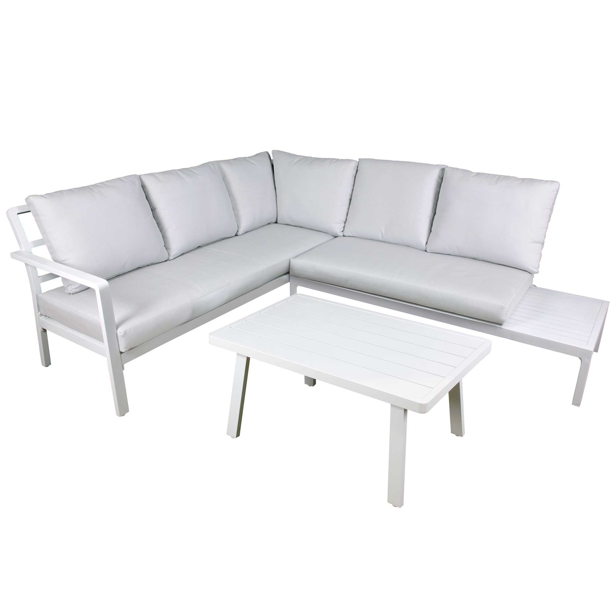 Kyoto 3-Piece Outdoor Corner Sofa Set with Coffee Table - Weather-Resistant White Patio Furniture for Garden, Poolside & Backyard Relaxation