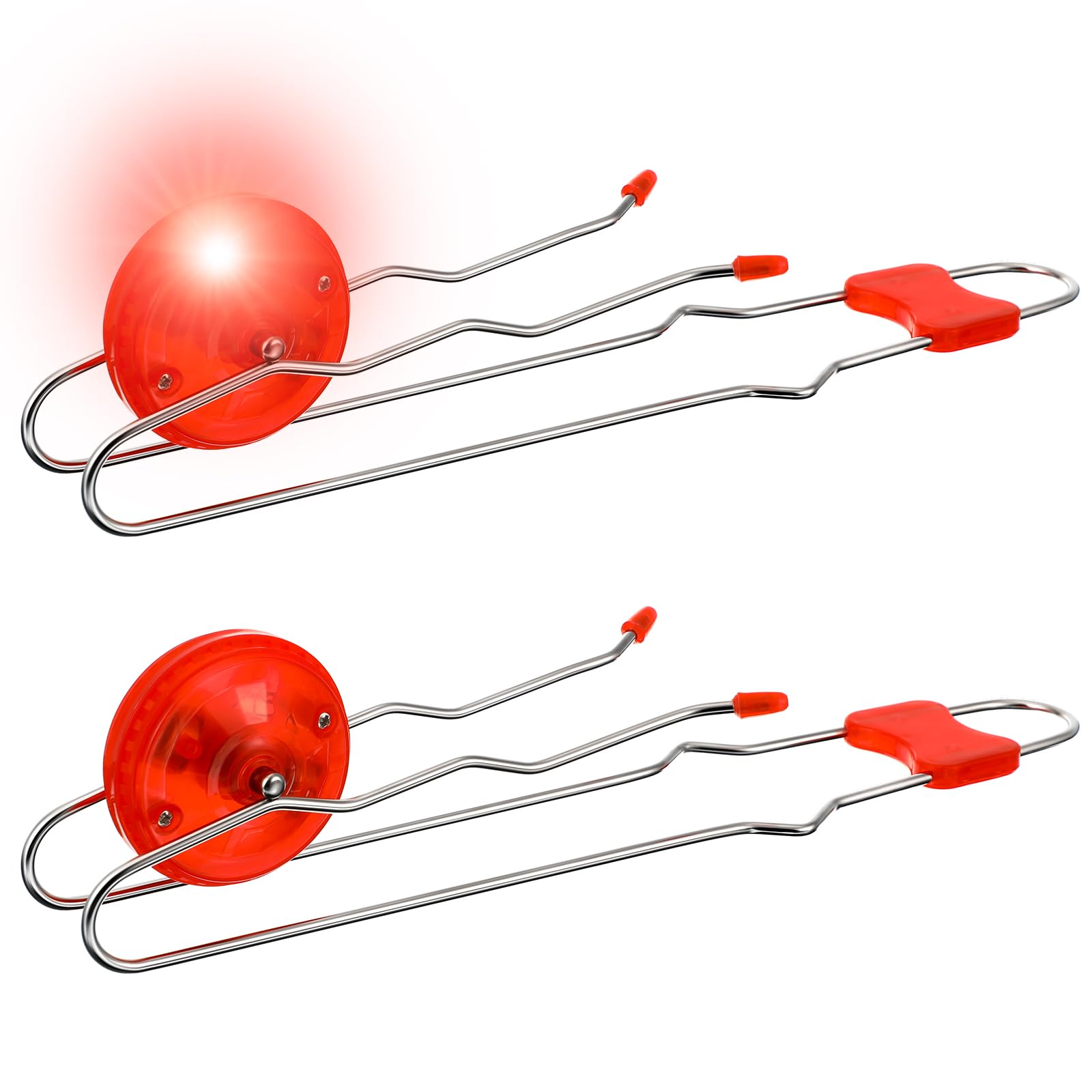 2 Pack Retro Magic Rail Twirlers - Flashing Gyro Wheel Magnetic Toy with Mesmerizing Rotating & LED Light Effects, Gravity Defying Stunt Toys for Kids - Perfect for Stress Relief, Party Favors & STEM Learning (Red)
