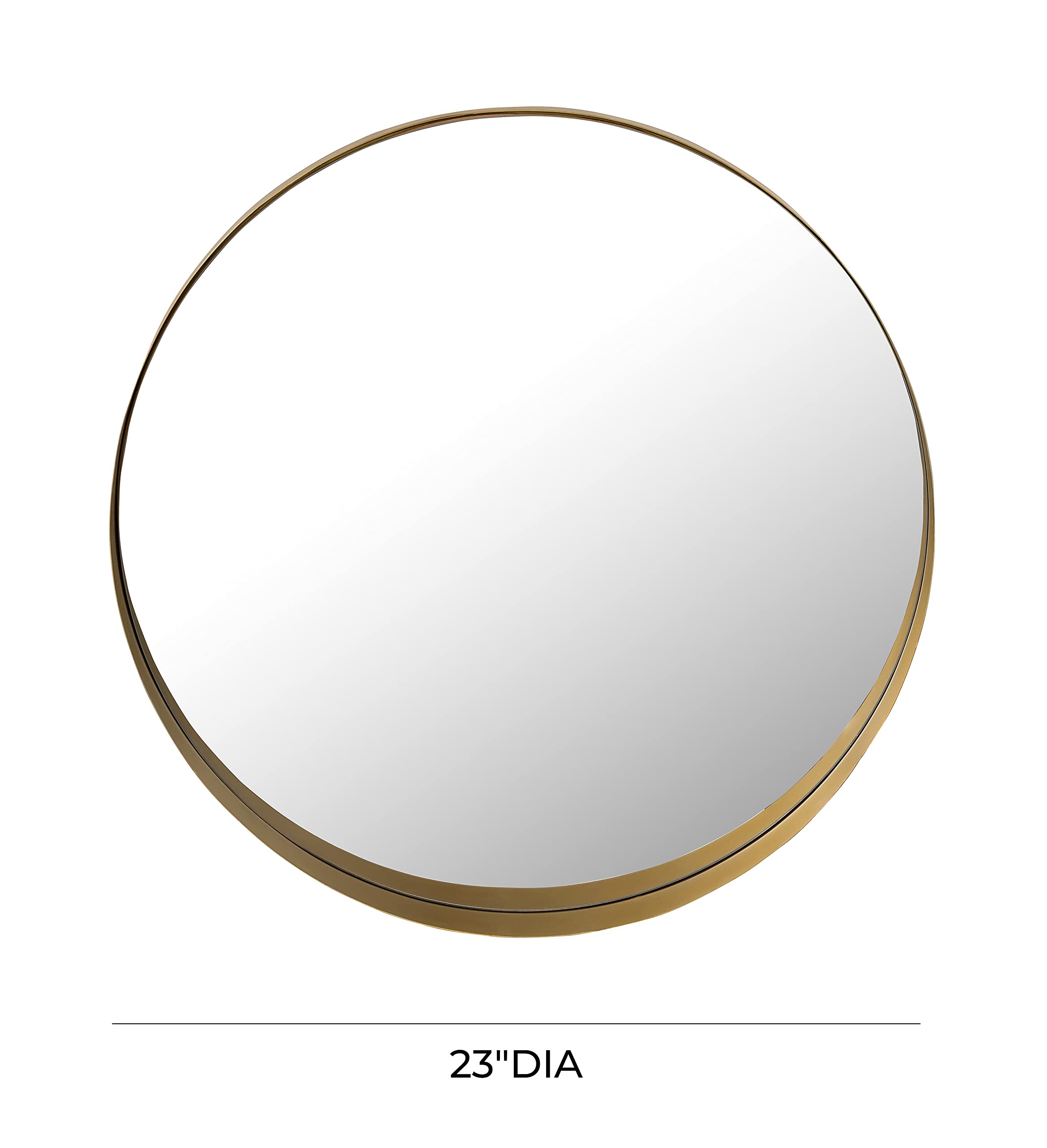 Tov Furniture Rella Brass Framed Round Wall Mirror - Elegant Bathroom, Bedroom & Entryway Decor for Modern Homes
