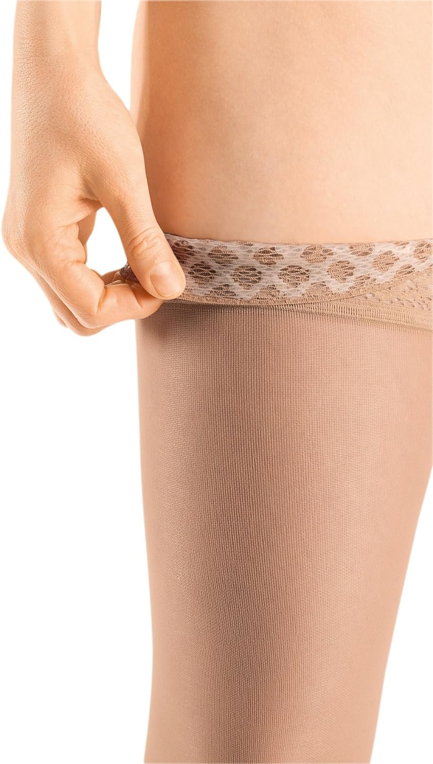 Medi Comfort 15-20mmHg Closed Toe Thigh High Compression Stockings with Lace & Silicone Top Band - Petite Size | Ideal for Circulation Support, Varicose Vein Relief & Post-Surgery Recovery