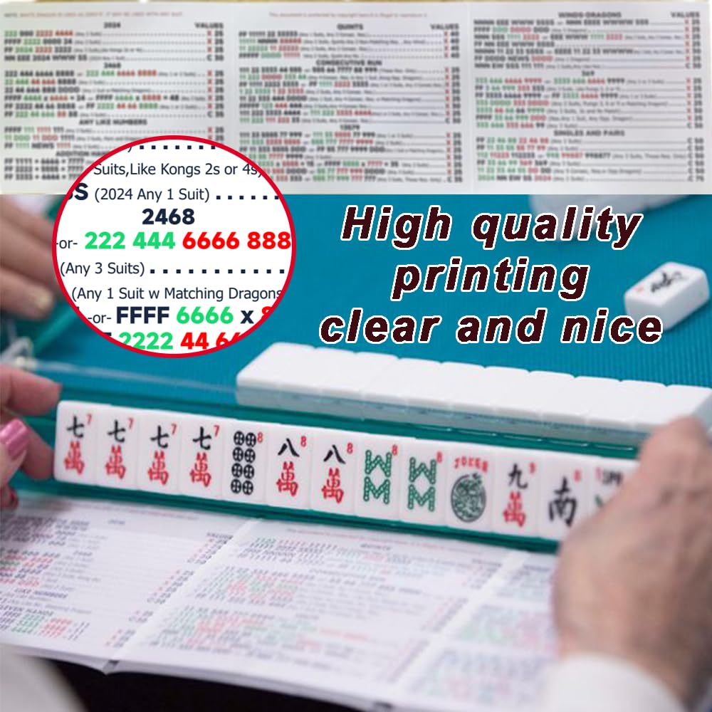 2024 Official Mahjong Cards Set - Large Print National Mah Jongg Cards with Hands & Rules - 4 Piece Game Set for Beginners & Seniors - Perfect for Family Game Nights & Social Gatherings